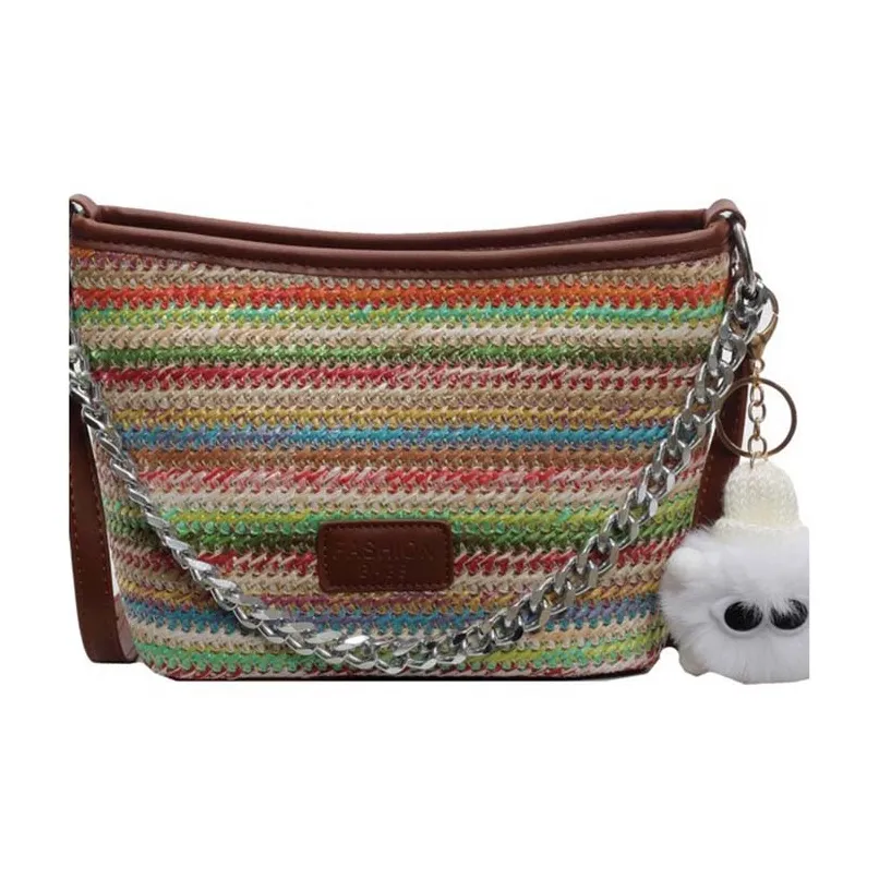 Boniu Соломенная плетеная сумка-тоут на одно плечо стандартная женская синяя