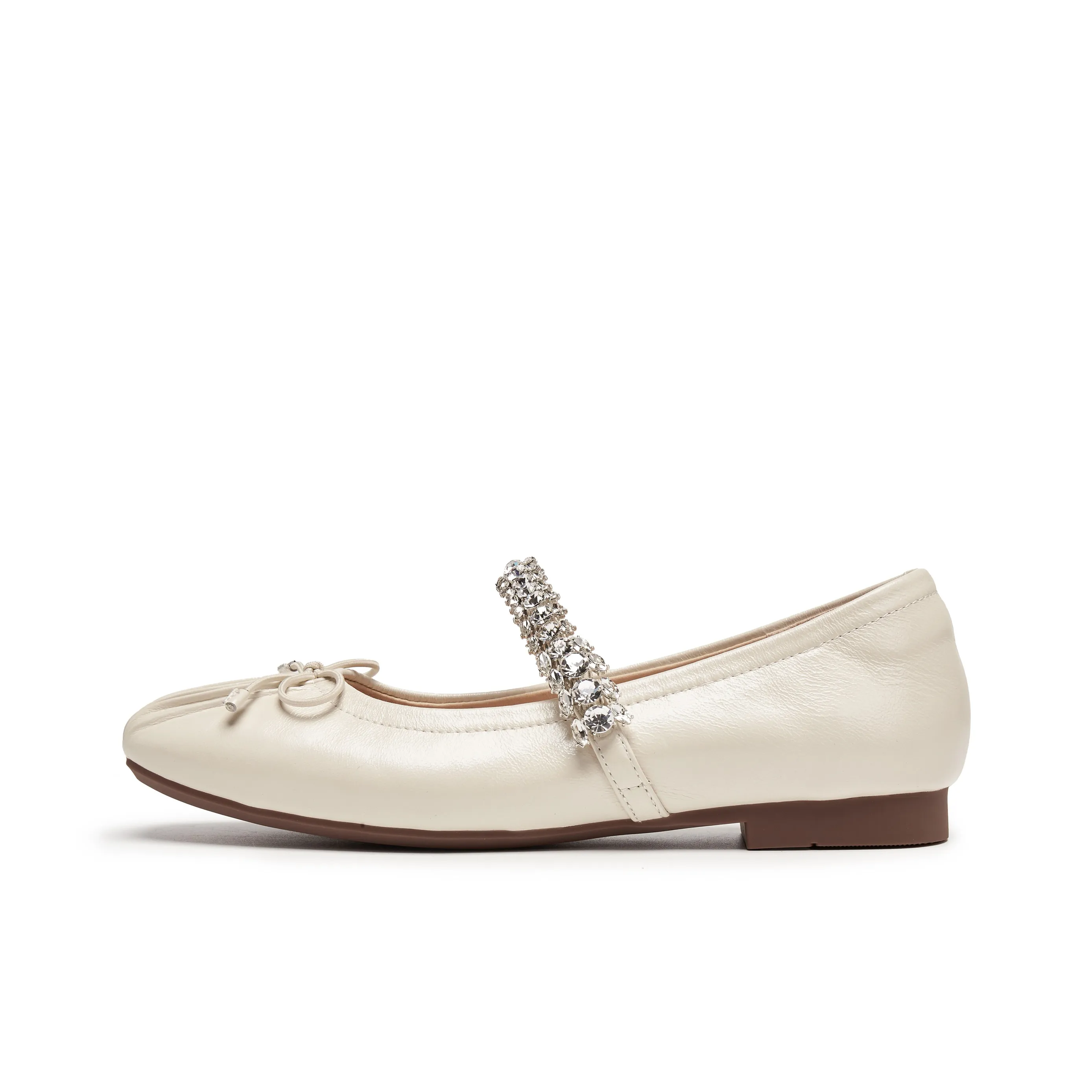 Staccato Сияющий Балет Плоская подошва Туфли Мэри Джейн Женские Лунно-белый