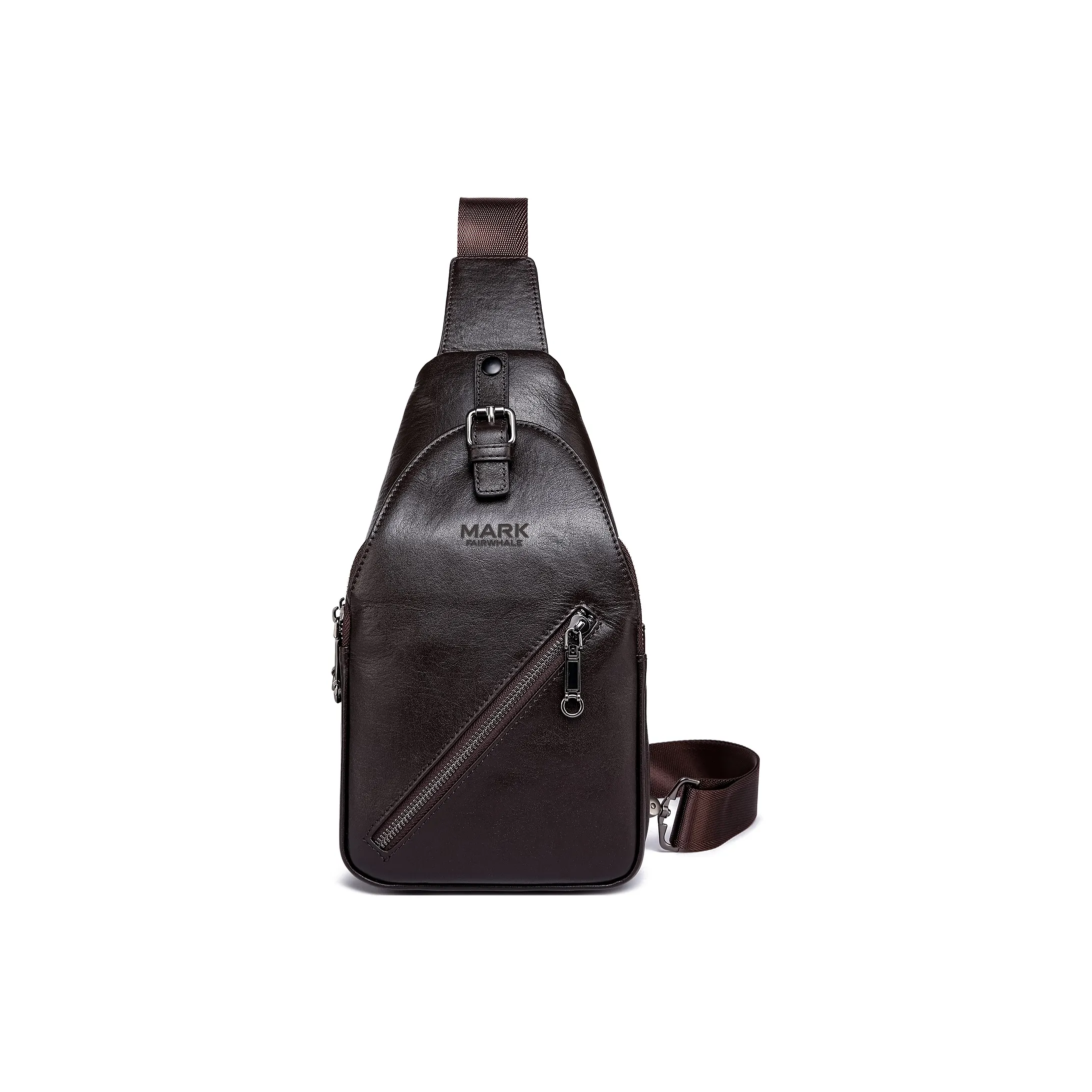 FAIRWHALE Сумка через плечо из коровьей кожи Мужская Коричневая