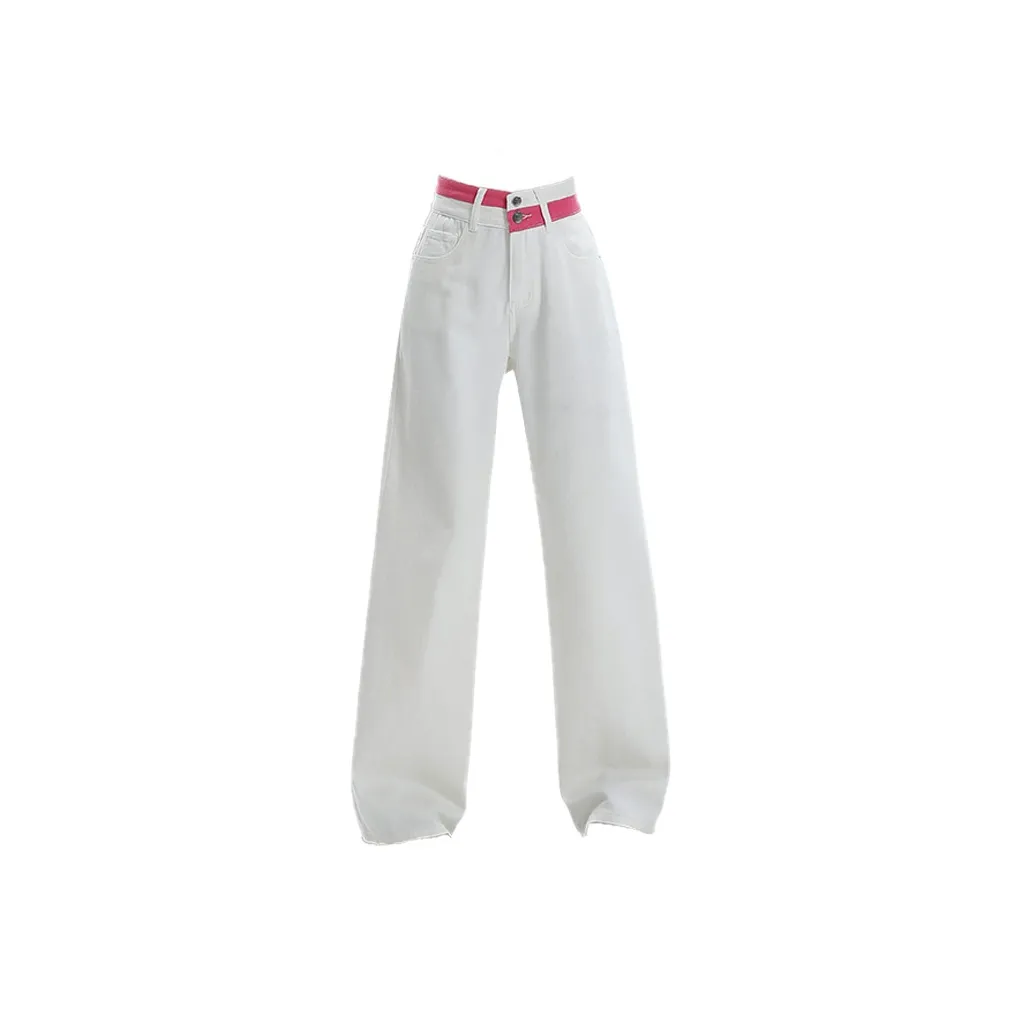 Белый медведь Розово-красный & Белый Женские джинсы