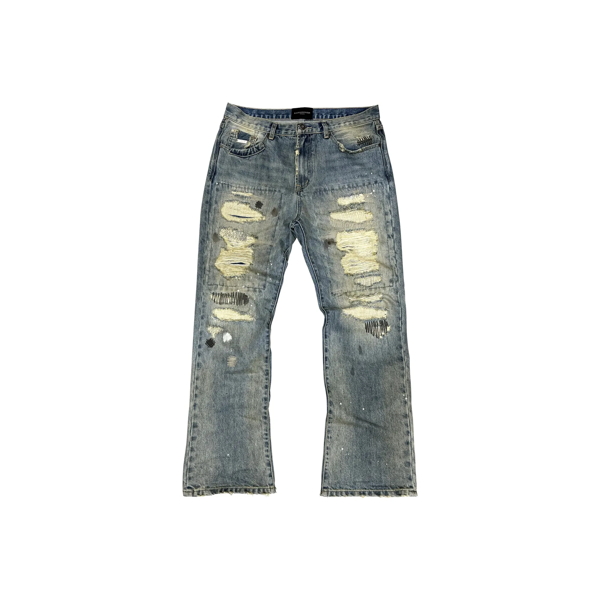 EPOWER PRESENTS Промытый синий Унисекс Джинсы