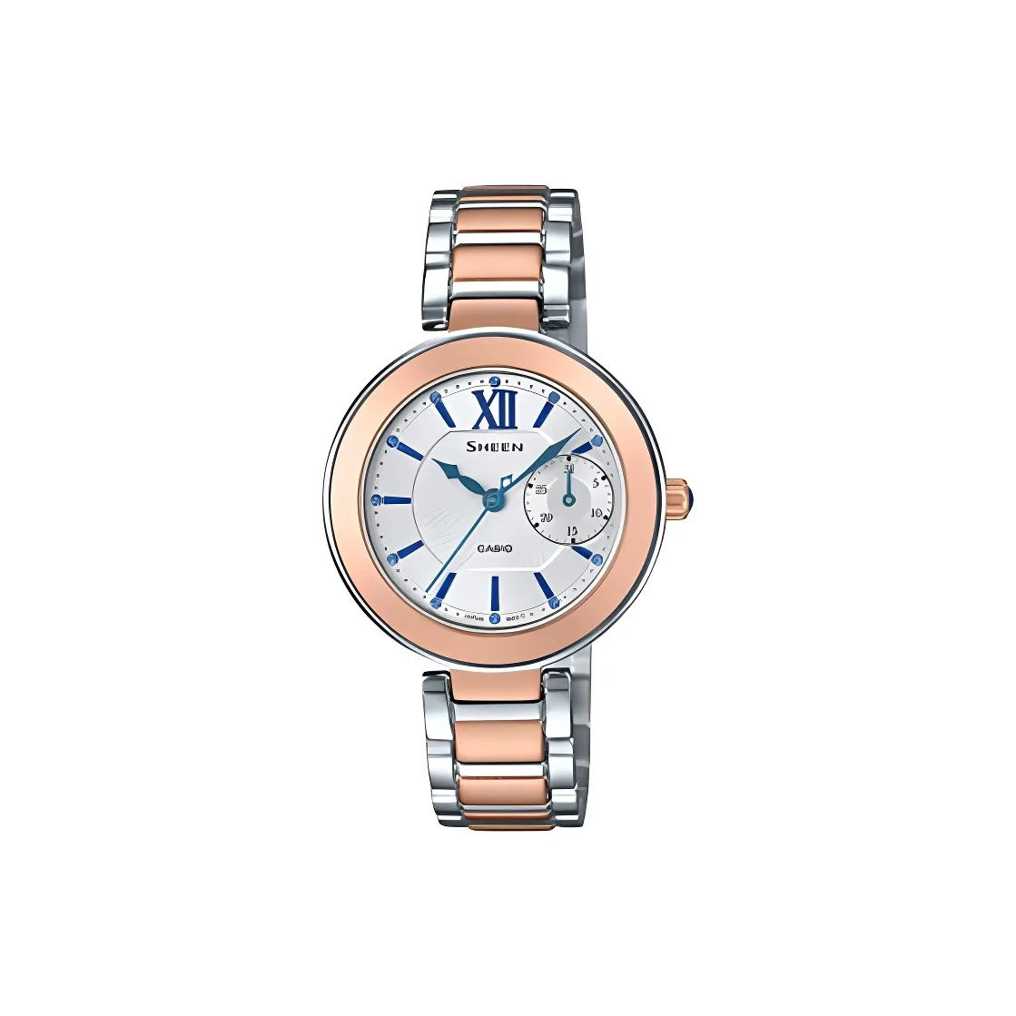 CASIO SHEEN Кварцевый механизм нержавеющая сталь ремешок с ионным покрытием женские часы белый циферблат