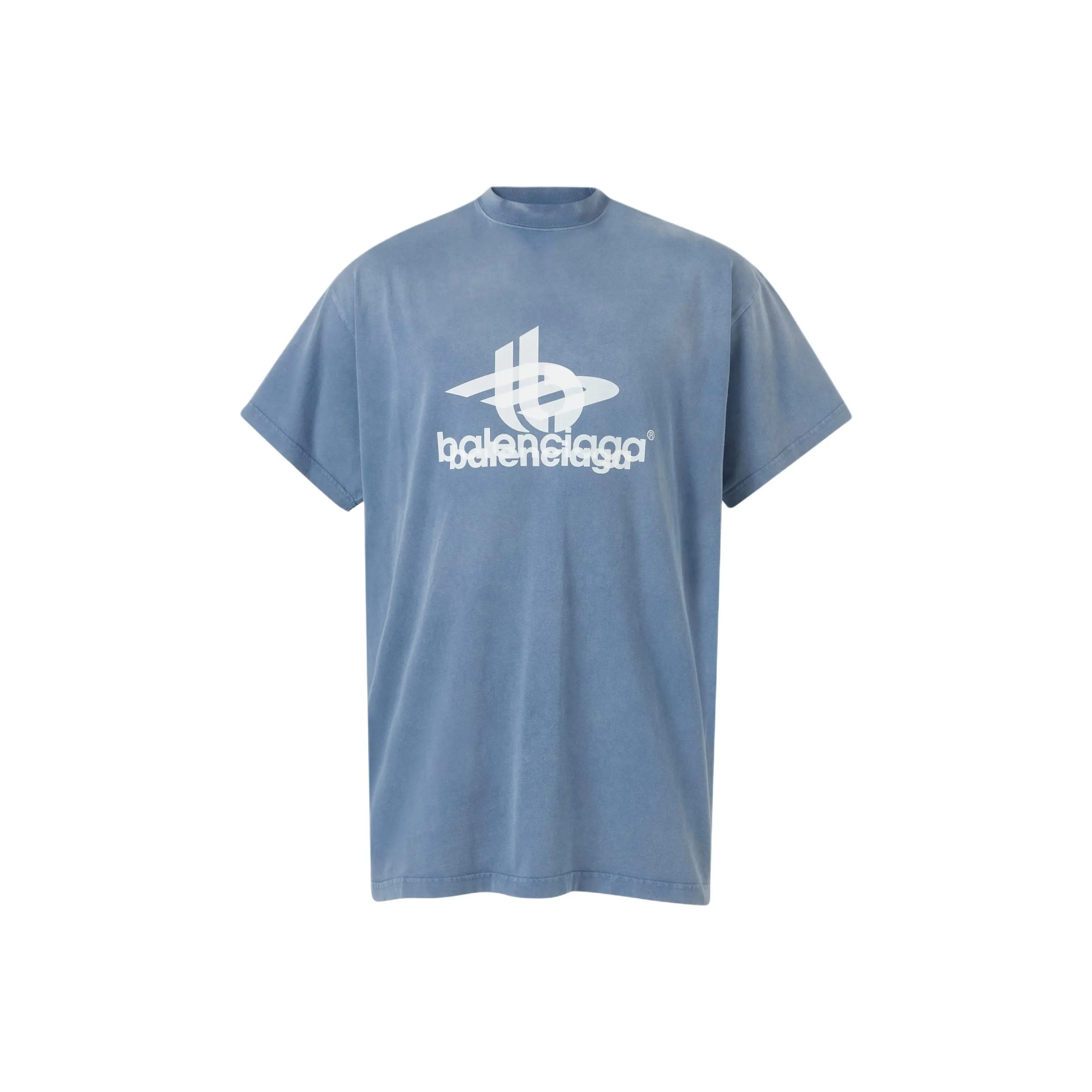 Balenciaga T-Shirt Loose Fit Unisex Blue Баленсиага T-рубашка свободного кроя унисекс синяя