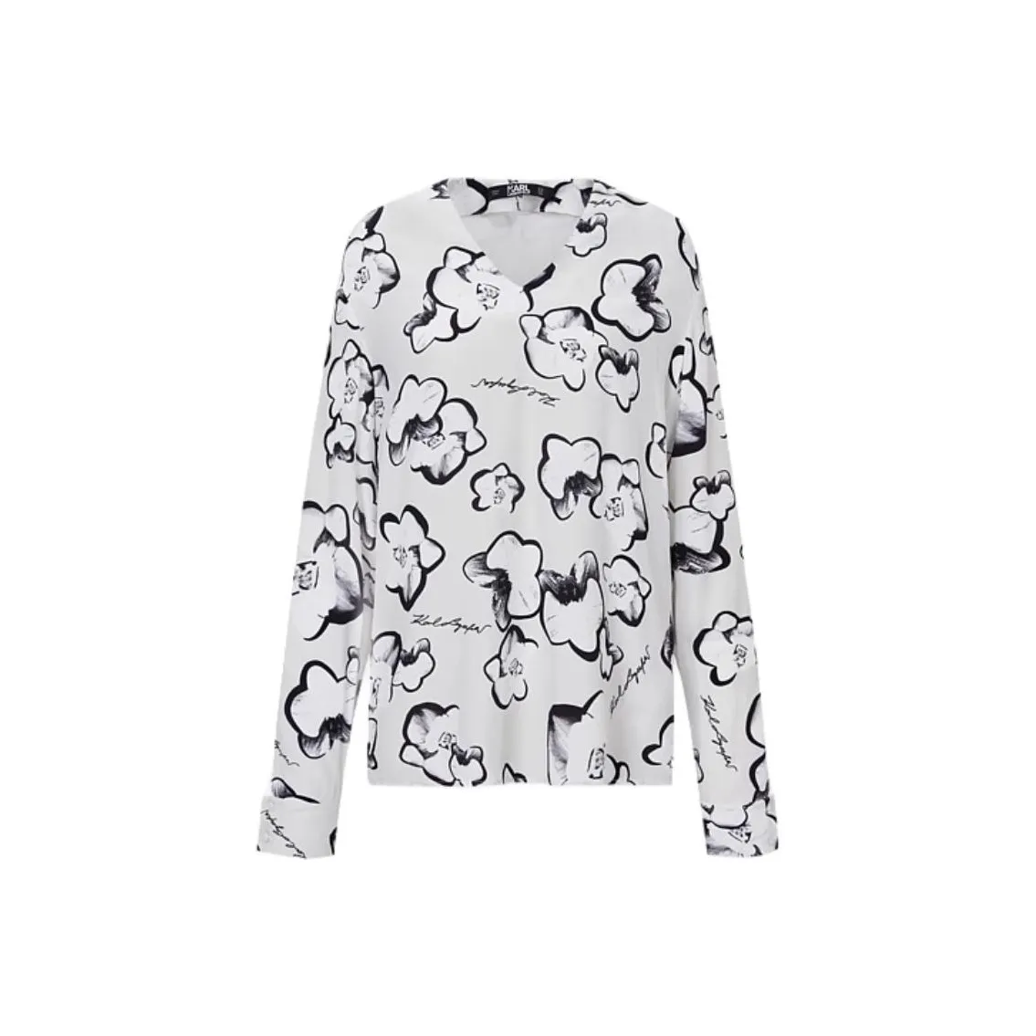 Karl Lagerfeld Рукав с спущенным плечом T-рубашка Женская Серый Белый