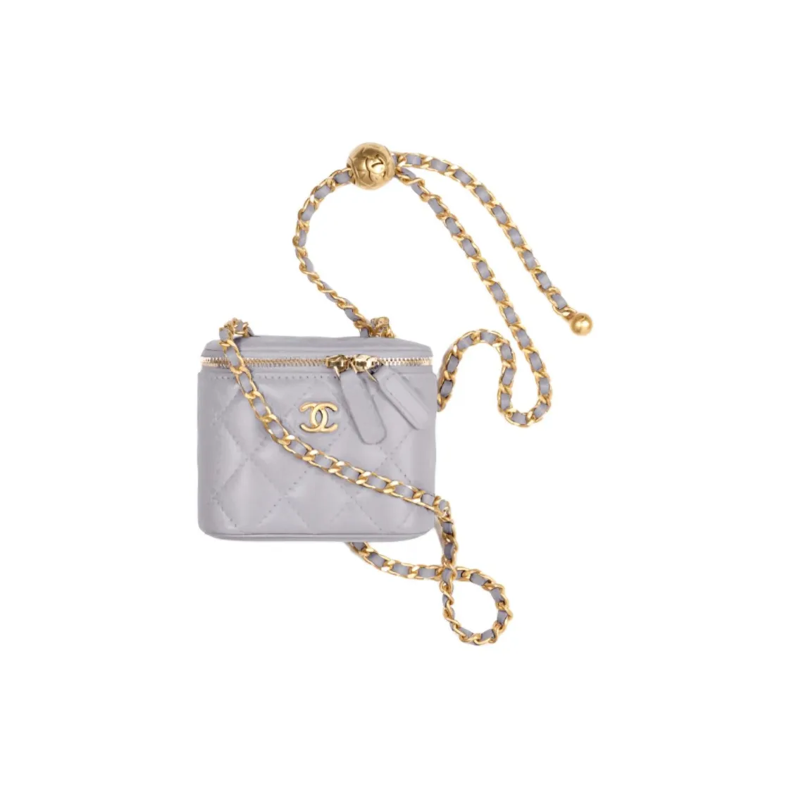 CHANEL Sheepskin With Tweed Shoulder Bag, Crossbody Bag Trumpets Women's Gray
