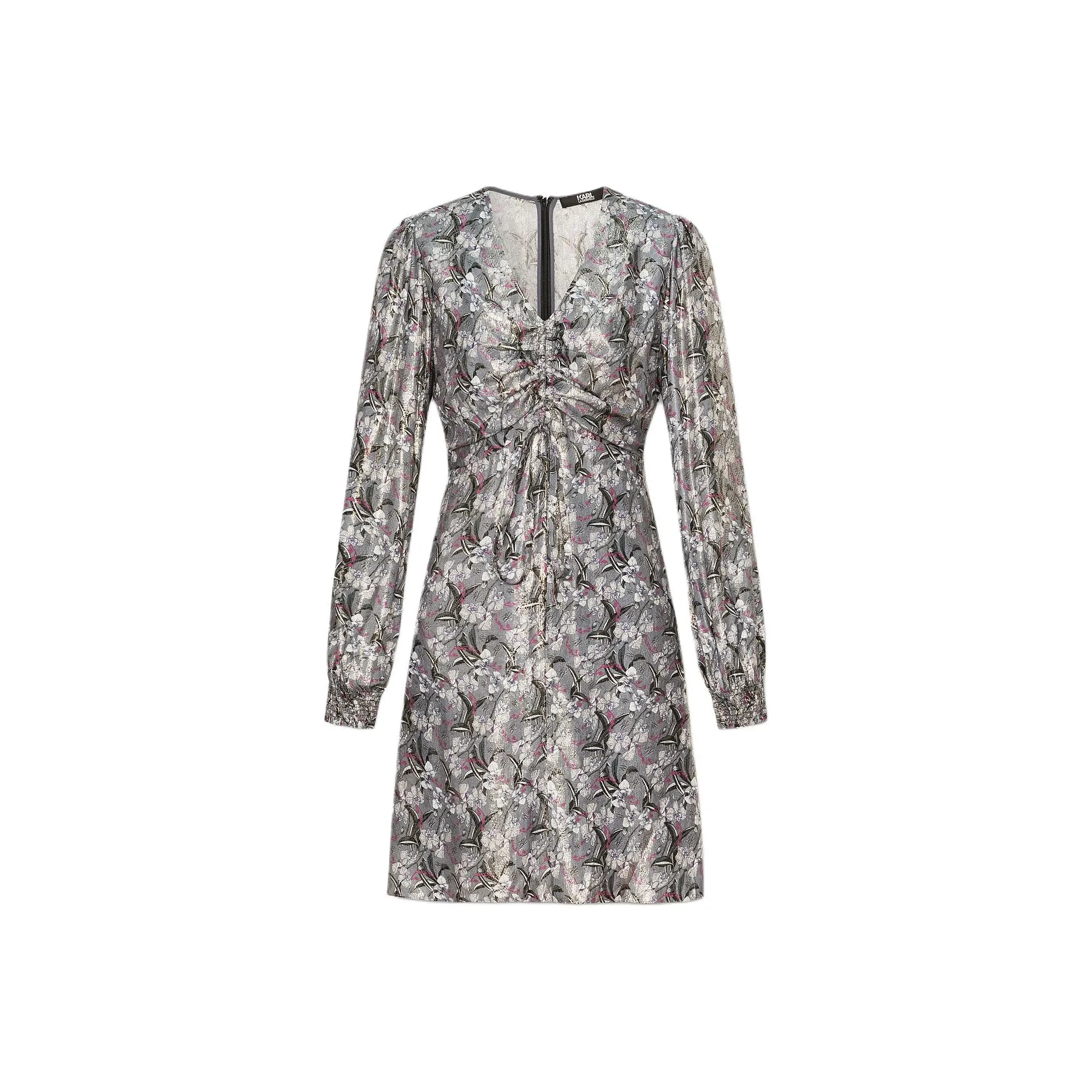 KARL LAGERFELD FW25 Длинное платье с длинными рукавами женское серое