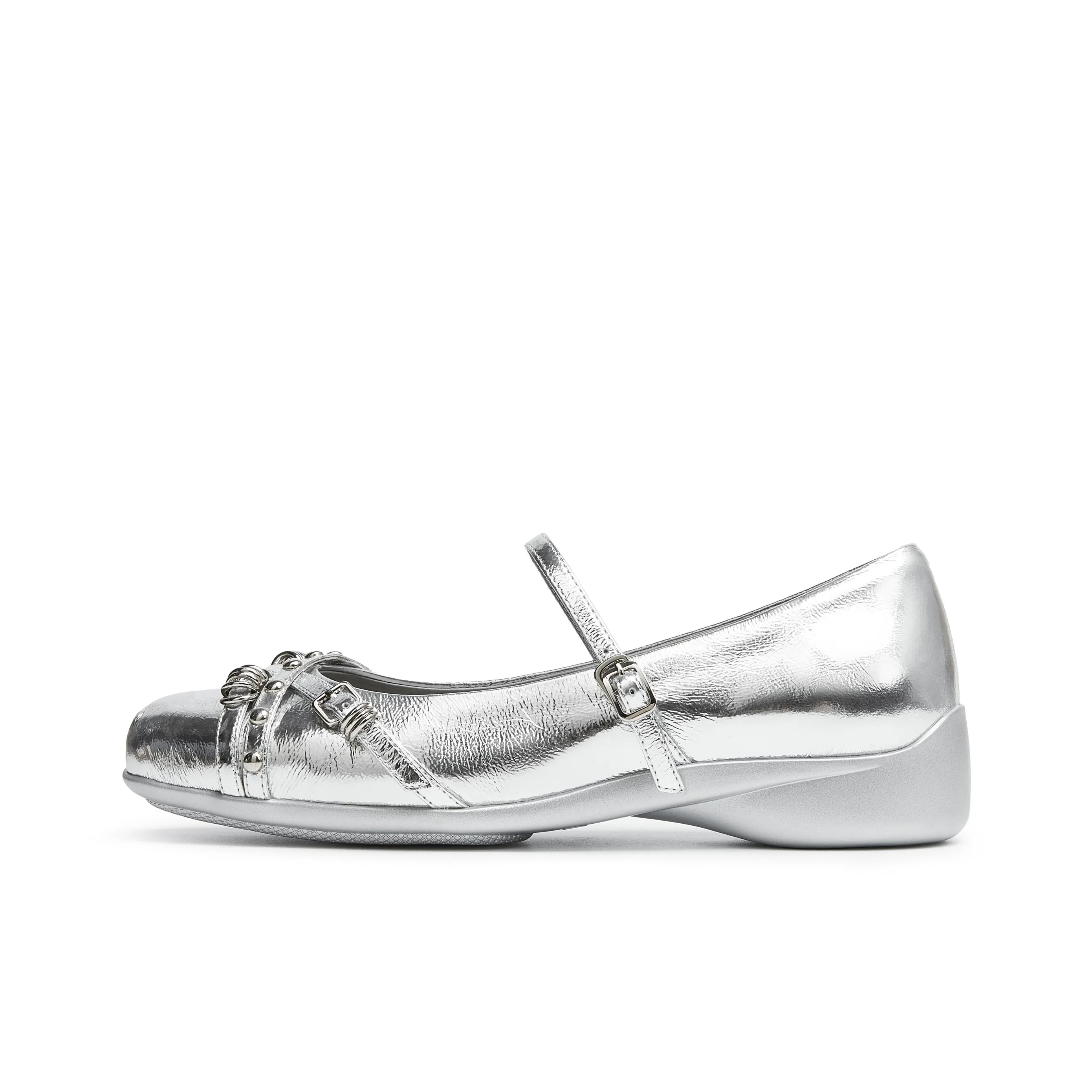 Staccato Серебряный Балет Полоска Платформа Туфли Мэри Джейн 4CM Женские Серебряный