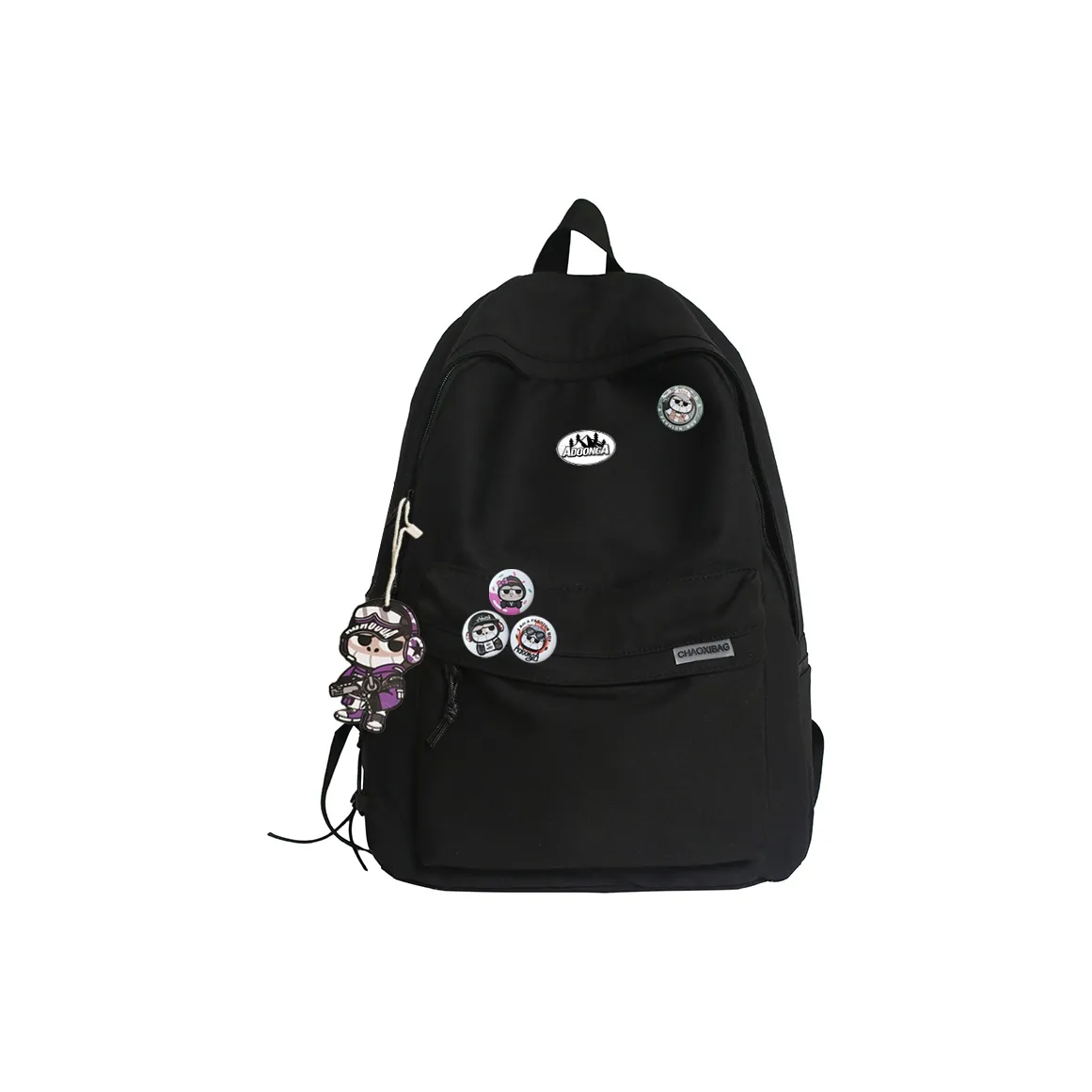 ADOONGA Nylon Backpack Unisex Black/White