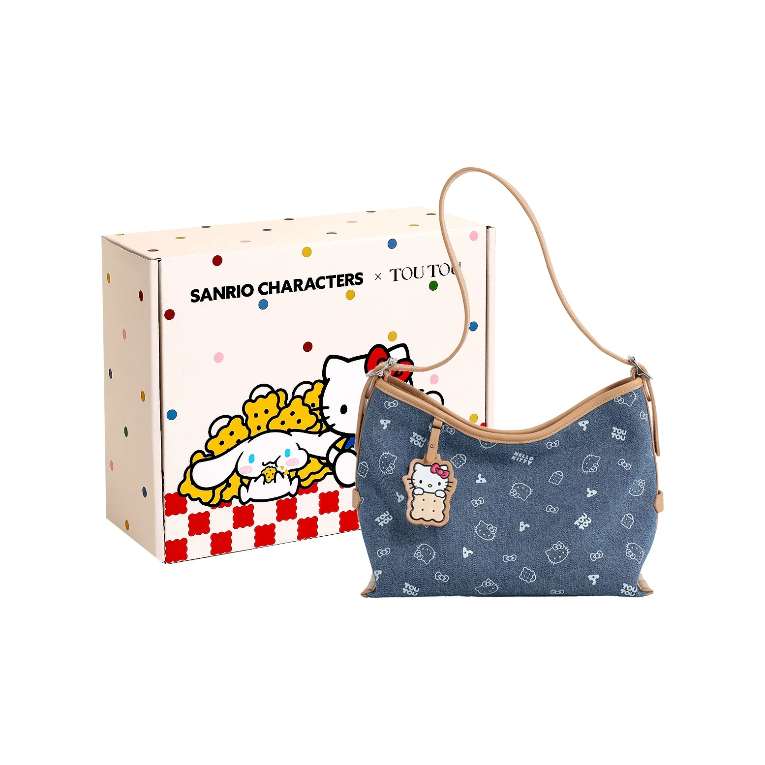 TOUTOU Hello Kitty Collaboration Hello Kitty Fabric Shoulder Bag Regular Women's Denim Blue