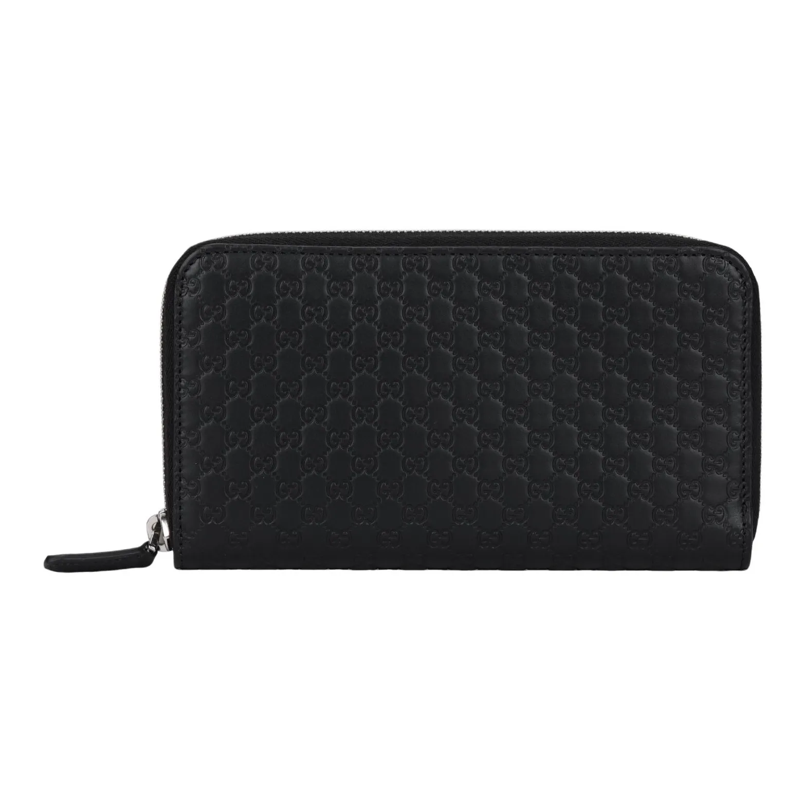 GUCCI BLACK LEATHER ZIP AROUND LONG WALLET