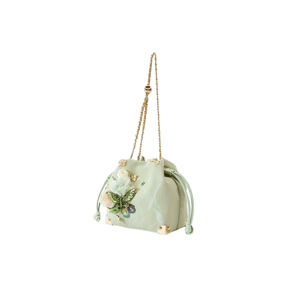 BILING ПУ (полиуретан) Сумка-ведро Сумка через плечо Маленькая Женская Мятно-зеленая