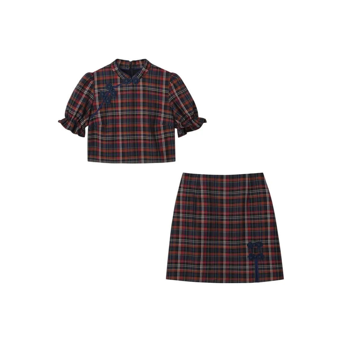 ACJL Красный черный клетчатый женские комплекты с юбкой