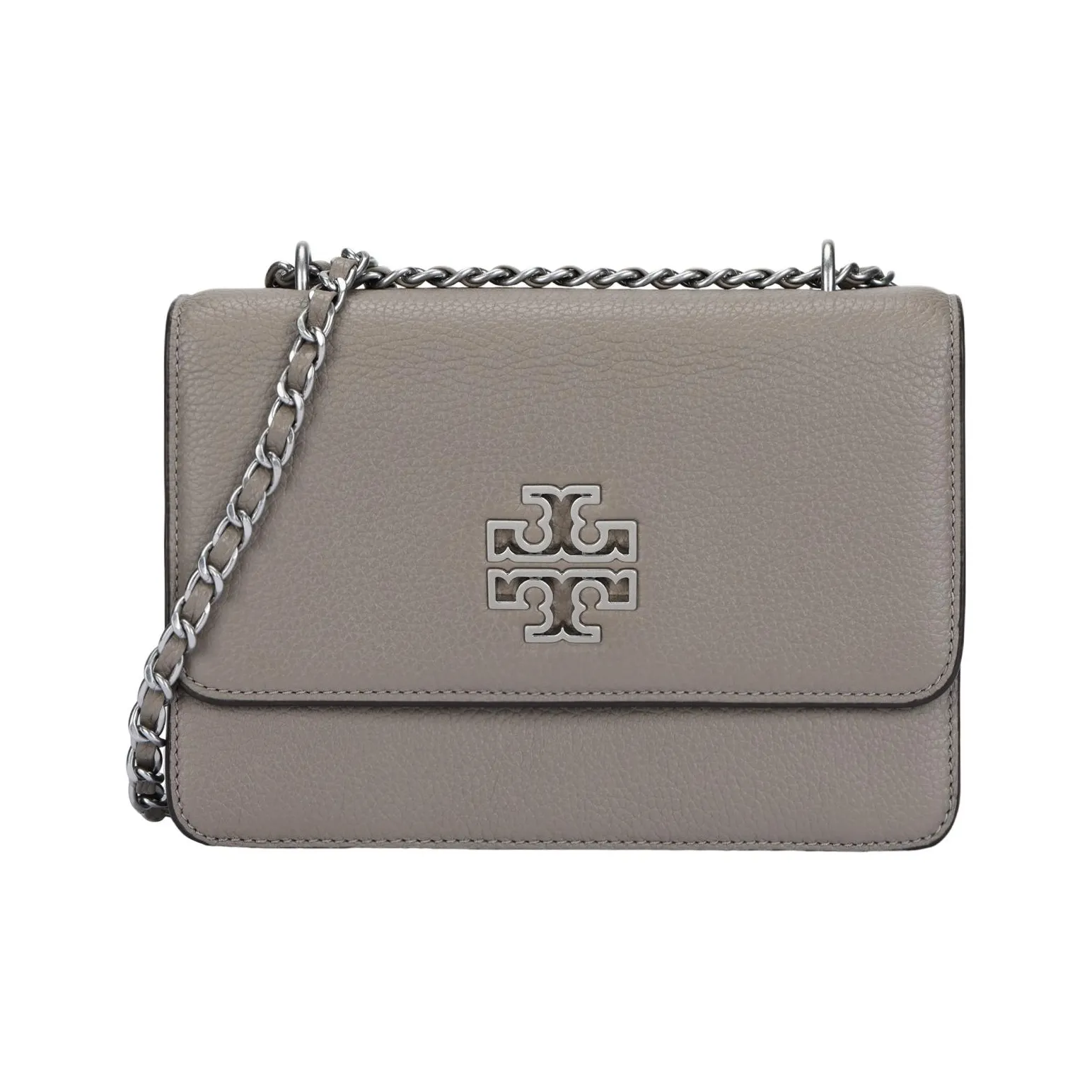 TORY BURCH Britten Зернистая кожа личи кожа сумка через плечо маленькая женская серый Heron