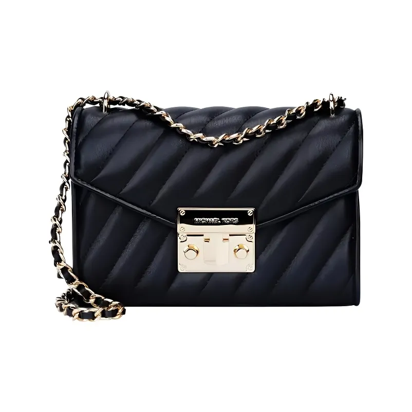 MICHAEL KORS Rose Cow Leather Shoulder Bag, Crossbody Bag Trumpets Women's Black