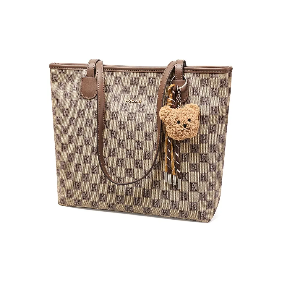 AOKANG PVC Тоут Сумка для покупок Подмышечная Сумка на плечо Большая Женская Хаки Кофе