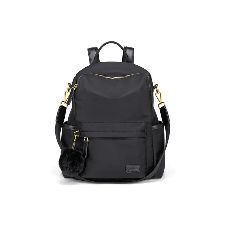 CinvaiKrose Nylon Fabric With Cow Leather Short Distance Backpack Multifunction Travel Bag Regular Women's Multicolor