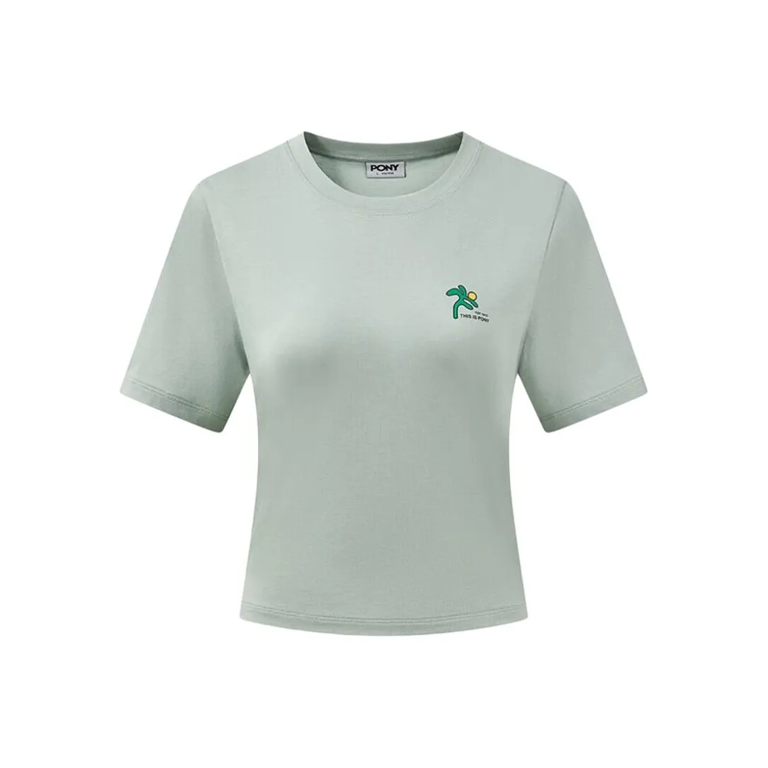 Женские футболки PONY бирюзового цвета
