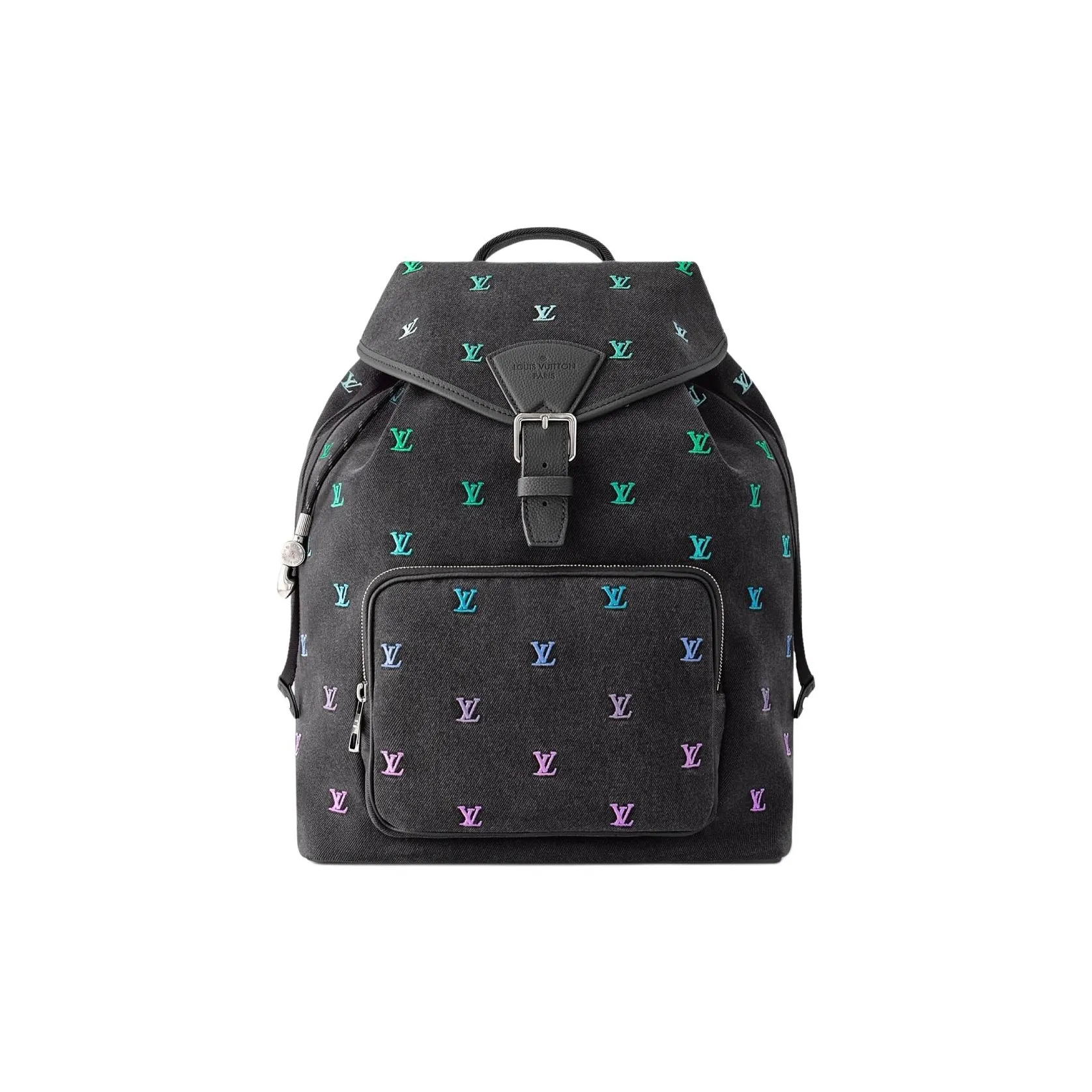 LOUIS VUITTON Leather Backpack Men's Black