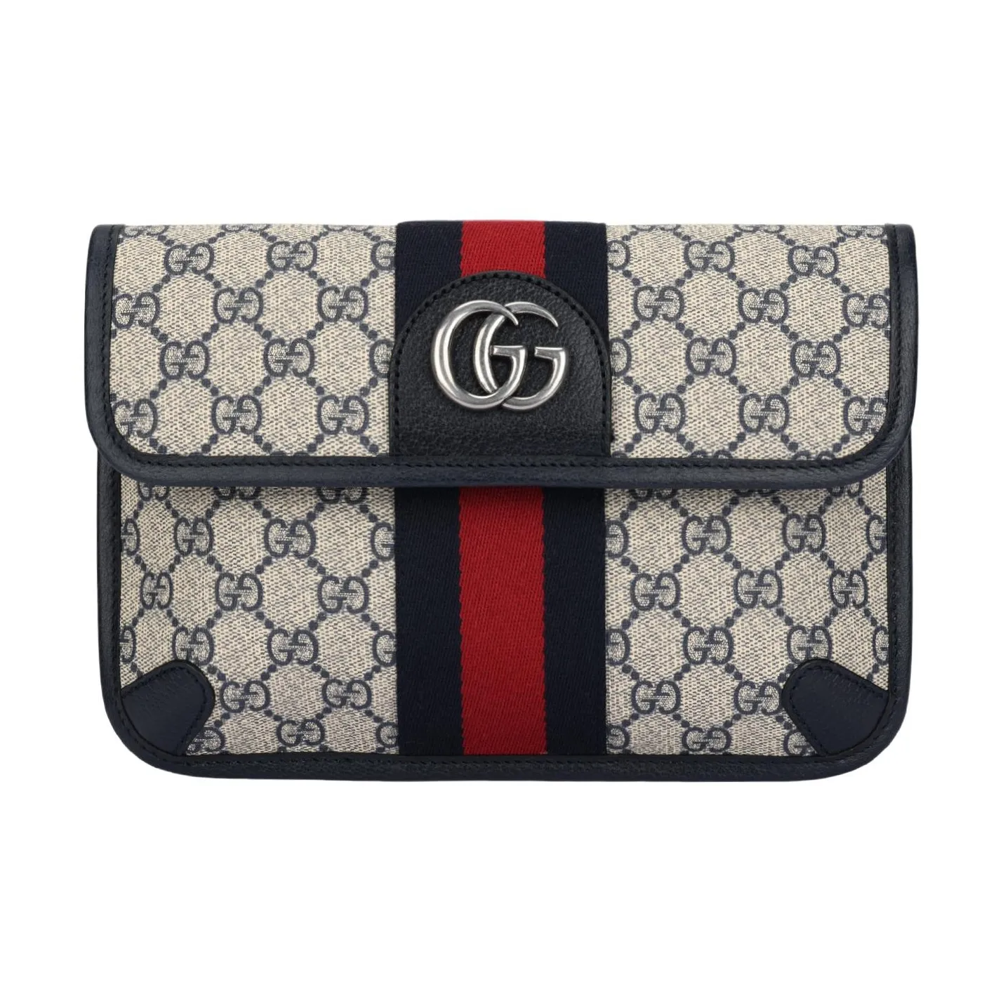 GUCCI Ophidia Canvas With Leather Trim Canvas Bag Shoulder Crossbody Bag Fanny Pack Men's Blue/Beige