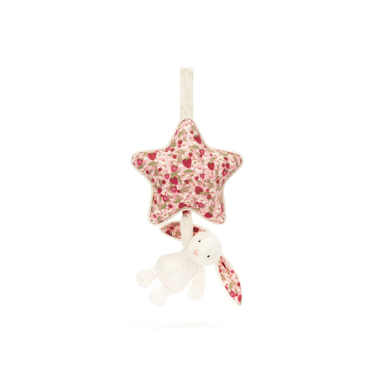 JELLYCAT Кролик Клубничный Crinkle Кролик Музыкальная коробка с тянущимся кольцом Кукла Плюшевая Подвеска Высота 16 см В сидячем положении