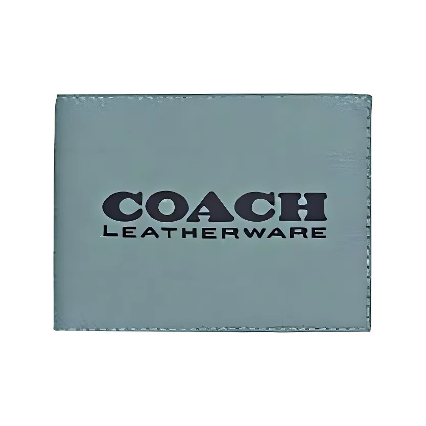 COACH Billfold Wallet Litchi Grain Leather Wallet Men's Haze Blue