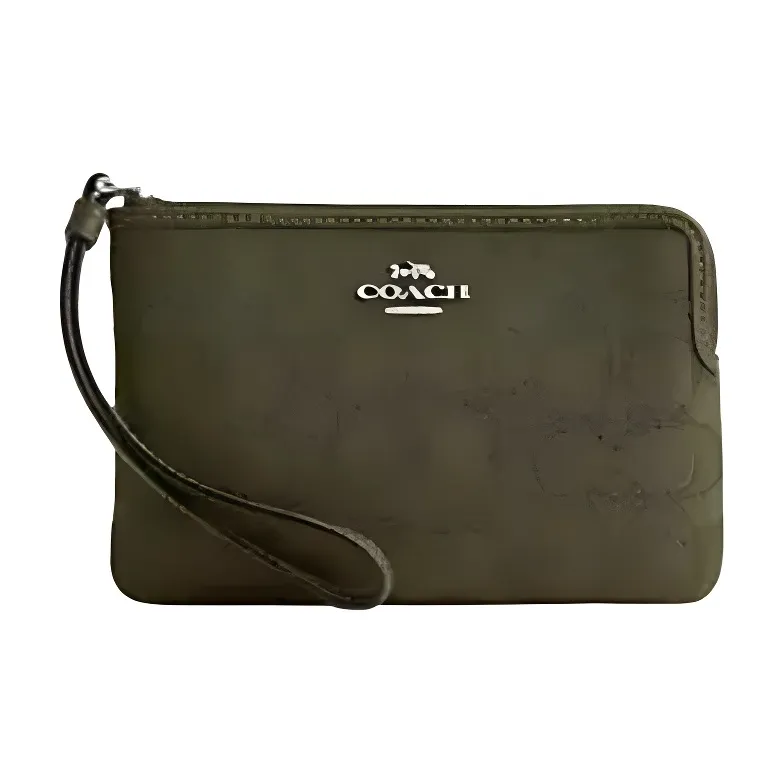 COACH Calfskin Wrist Bag Clutch Trumpets Women's Olive