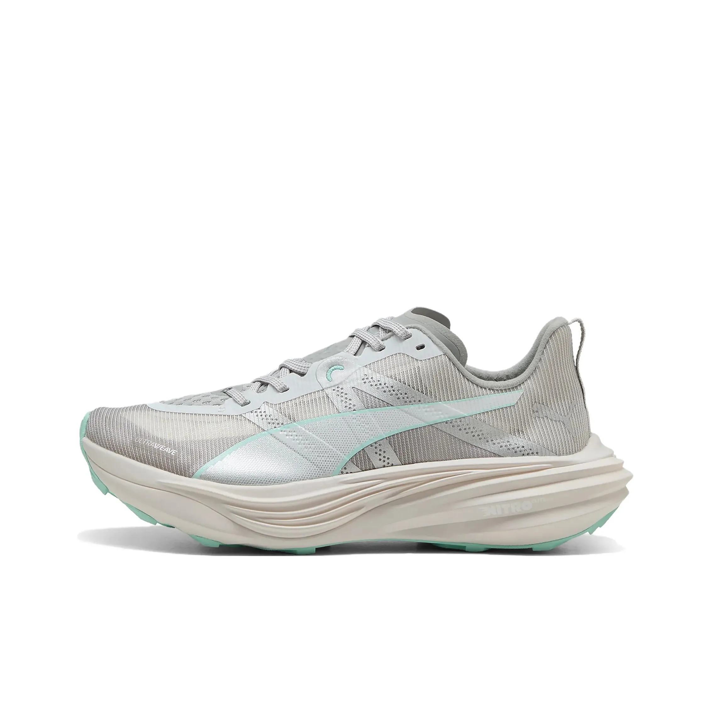 PUMA Deviate Nitro Elite Устойчивые к истиранию низкие беговые кроссовки для женщин светло-серый и зеленый