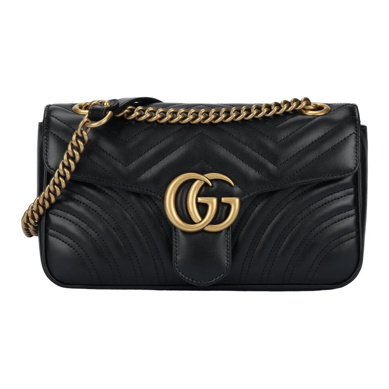 GUCCI Small GG Marmont Camera Bag Shoulder Bag Black Leather