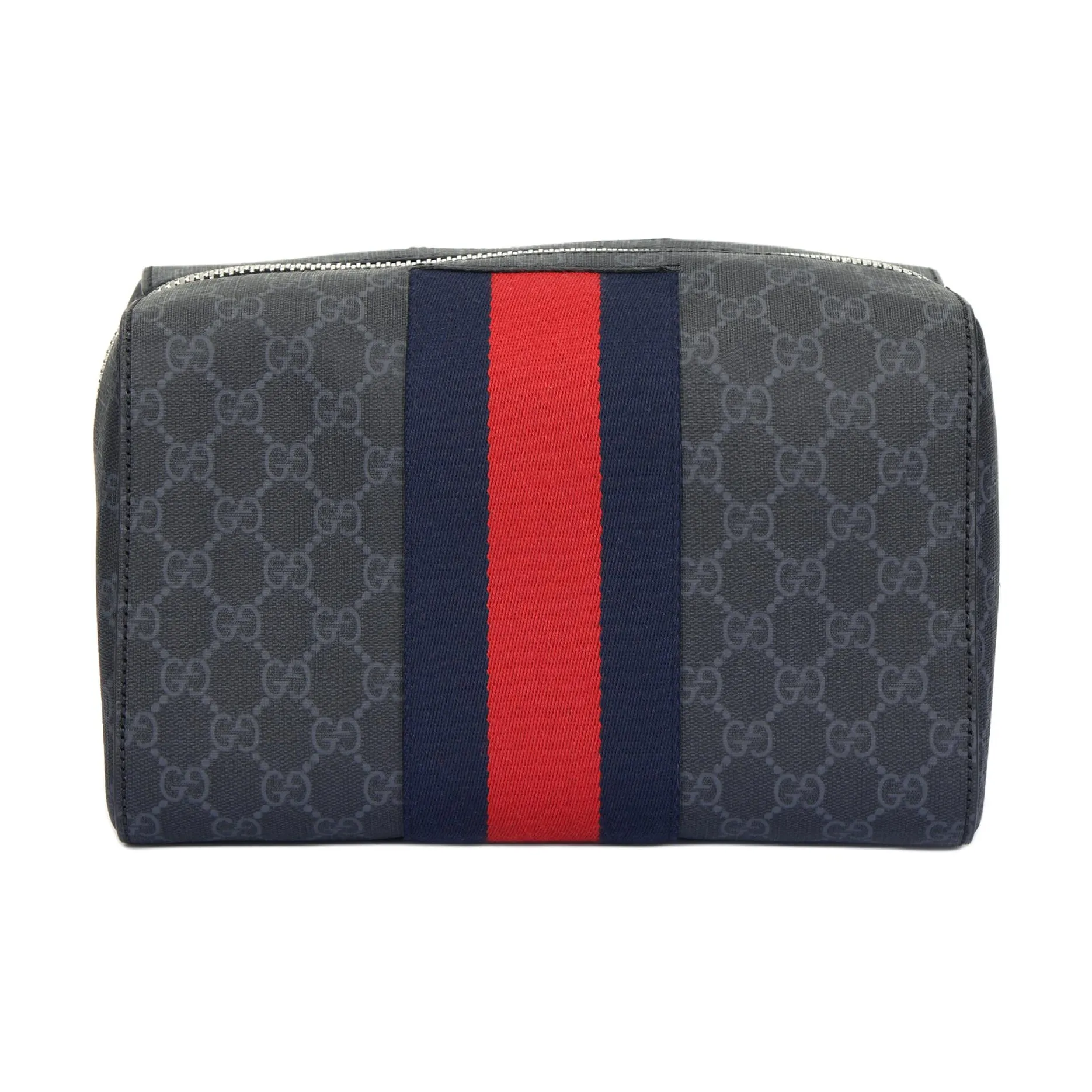 GUCCI Canvas With Leather Clutch Makeup Bag Storage Bag Toiletry Bag Unisex Black/Gray