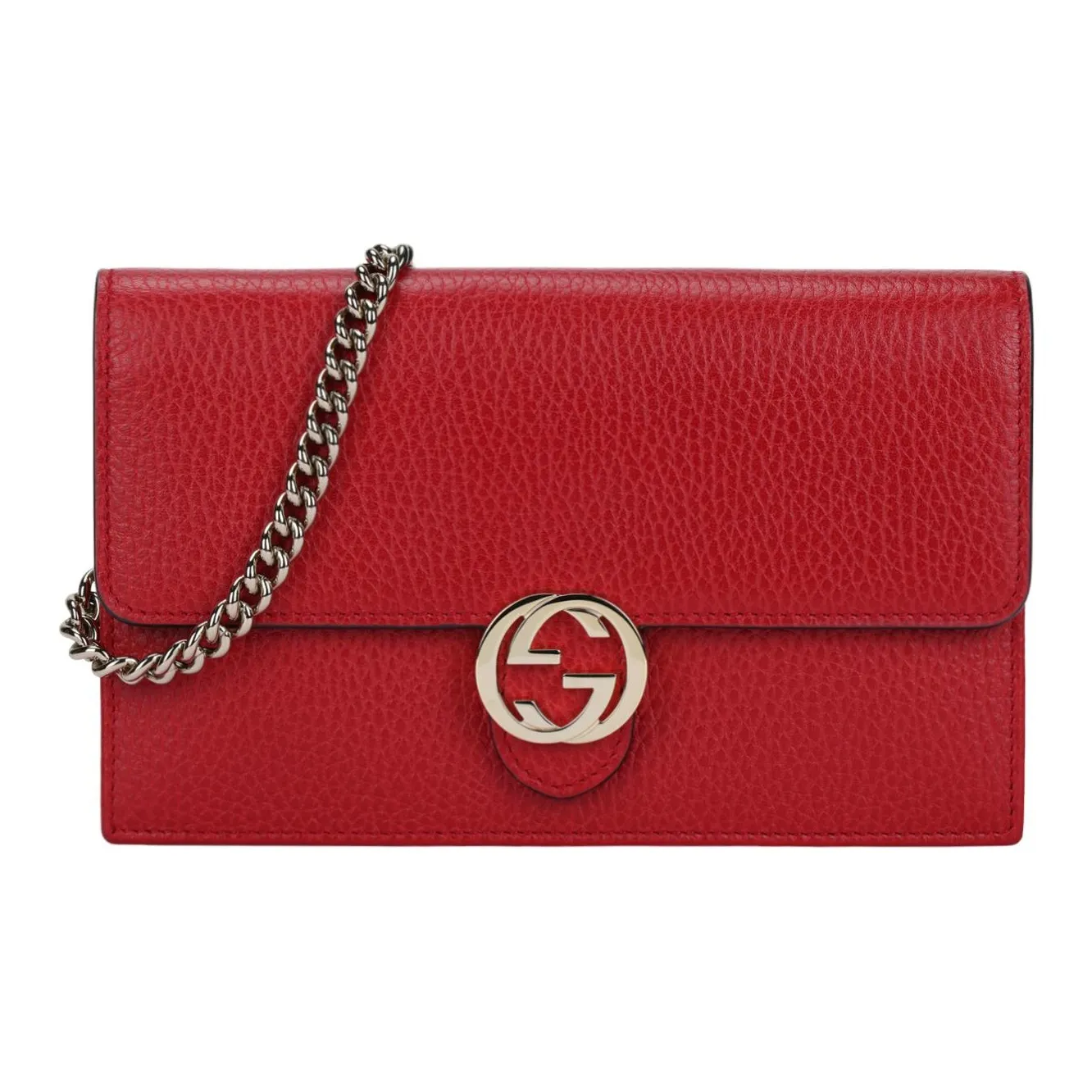 GUCCI Interlocking GG Crossbody Chain Wallet Red