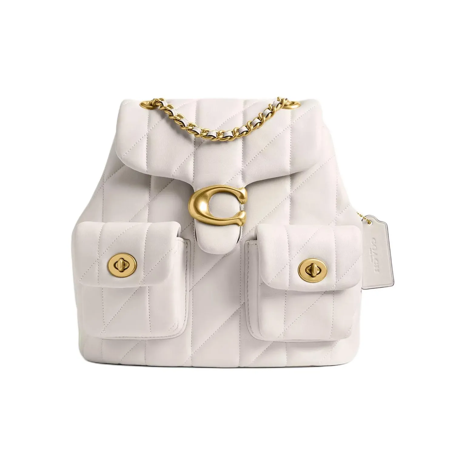 COACH Tabby Quilting Sheepskin Backpack Trumpets Women's Chalk White