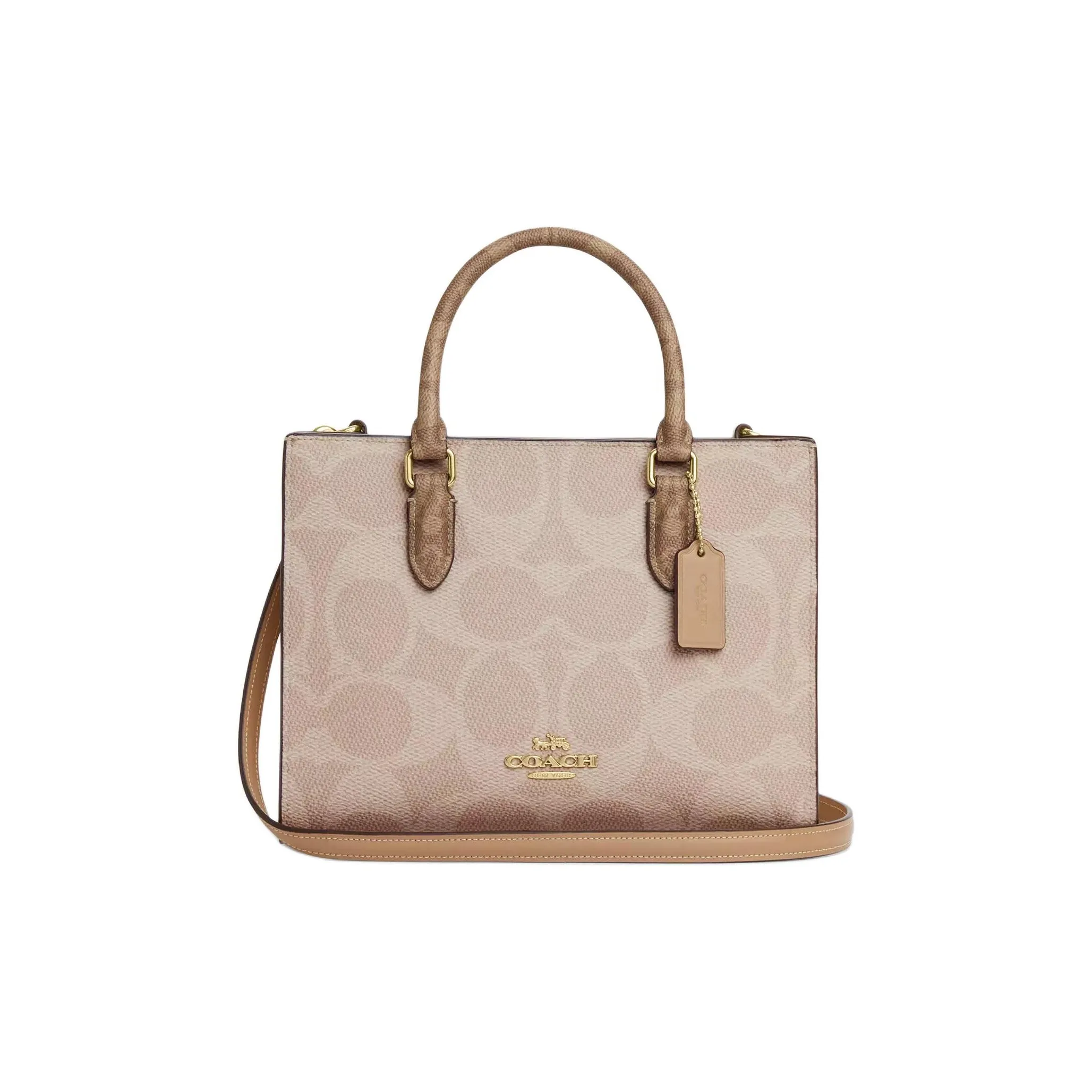 COACH Maggie Artificial Leather Tote Bag, Shopping Bag, Shoulder Bag, Crossbody Bag, Handbag Trumpets Women's Taupe