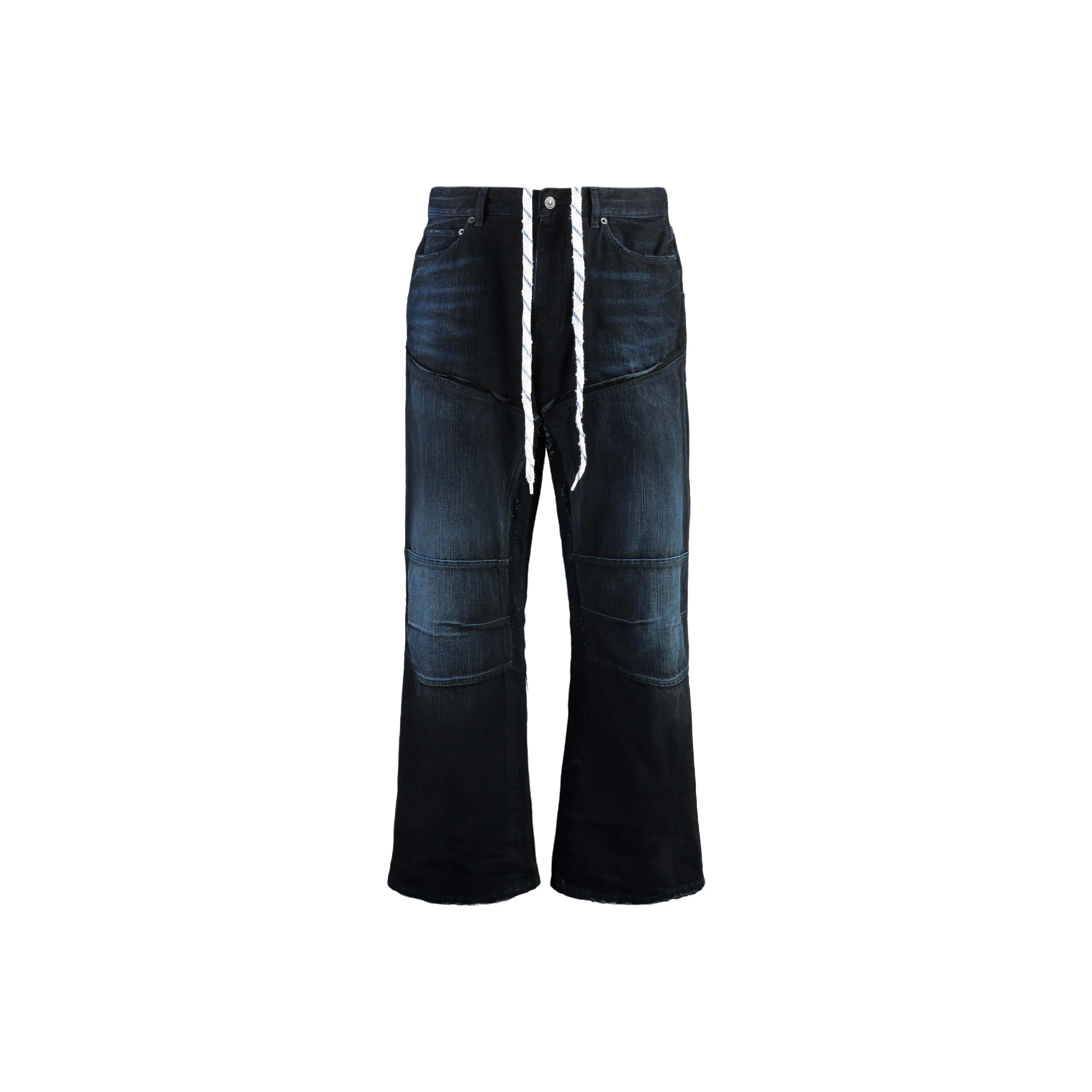 Balenciaga Double Knee Distressed Drawstring Jeans