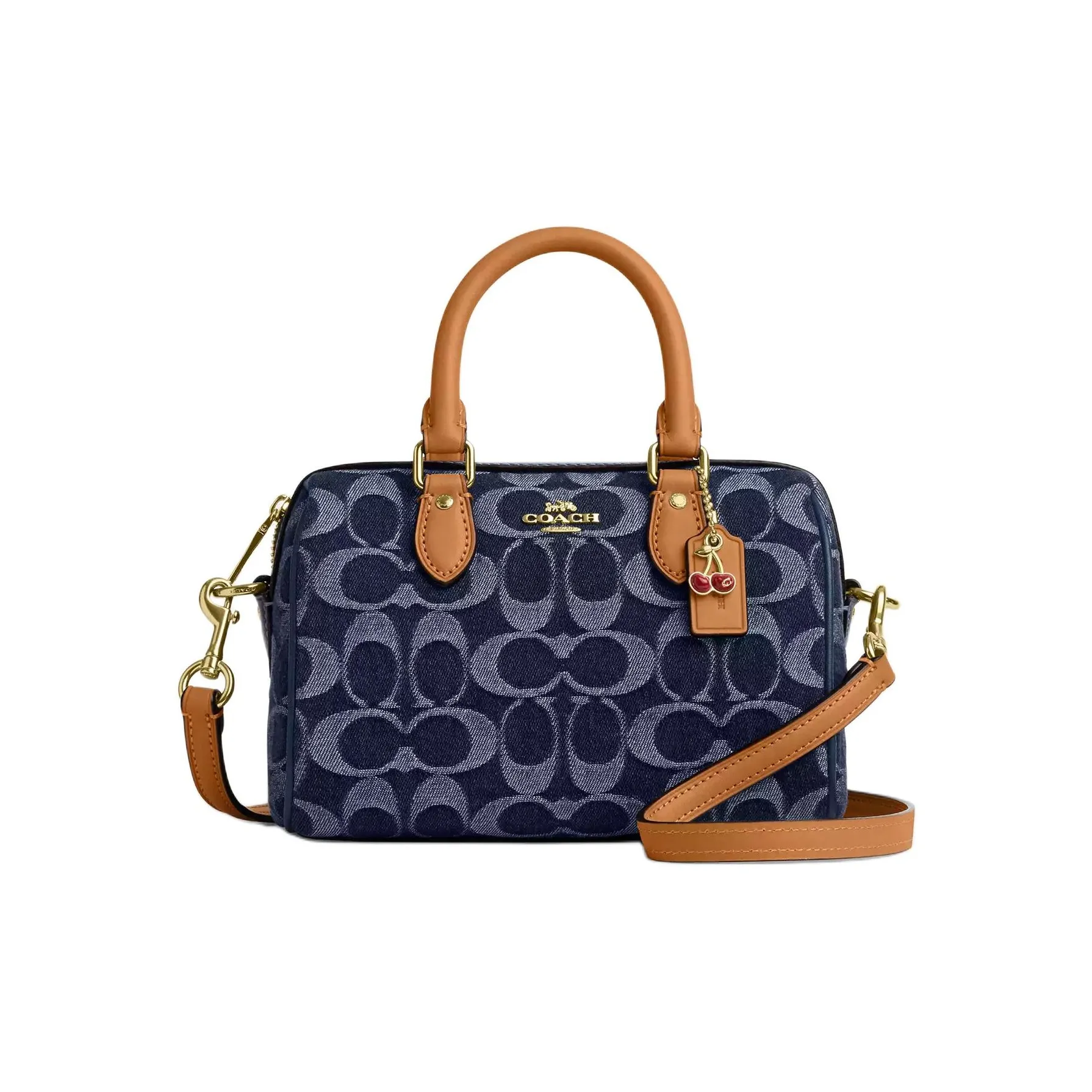 COACH Rowan Fabric Boston Bag One Shoulder Handbags Mini Women's Denim Blue