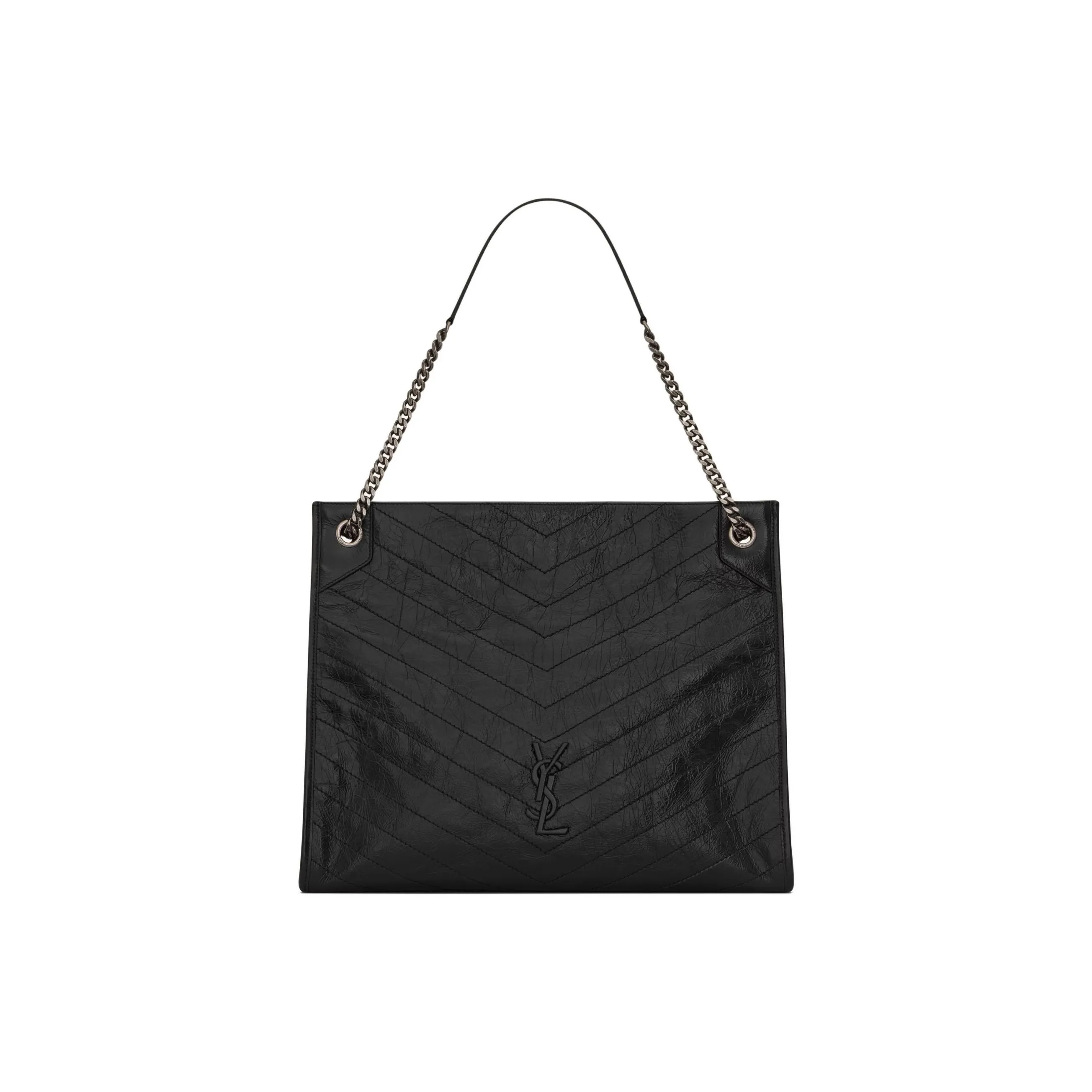 SAINT LAURENT Leather Tote Bag, Shopping Bag, Handbag, Shoulder Bag Tubas Women's Black