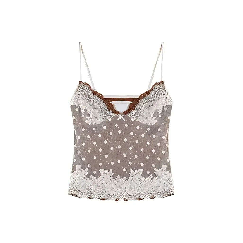 ETSE Кофе 3D-эффект Кружево Женские Камисоли
