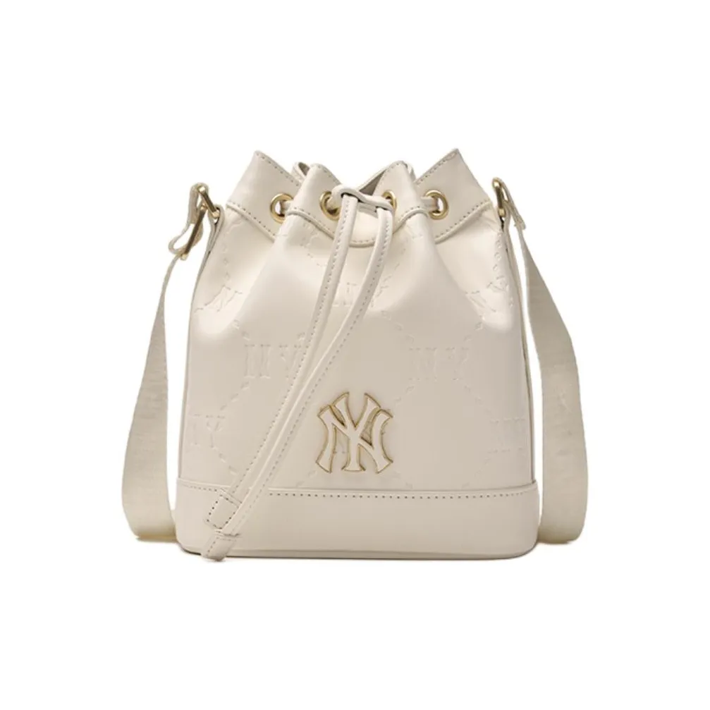 MLB Blended Material Bucket Bags Crossbody Bag, Shoulder Bag Regular Women's White