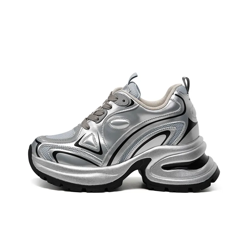 He Jinchang Устойчивые к истиранию Низкие Кроссовки с Толстой Подошвой Женские Silver