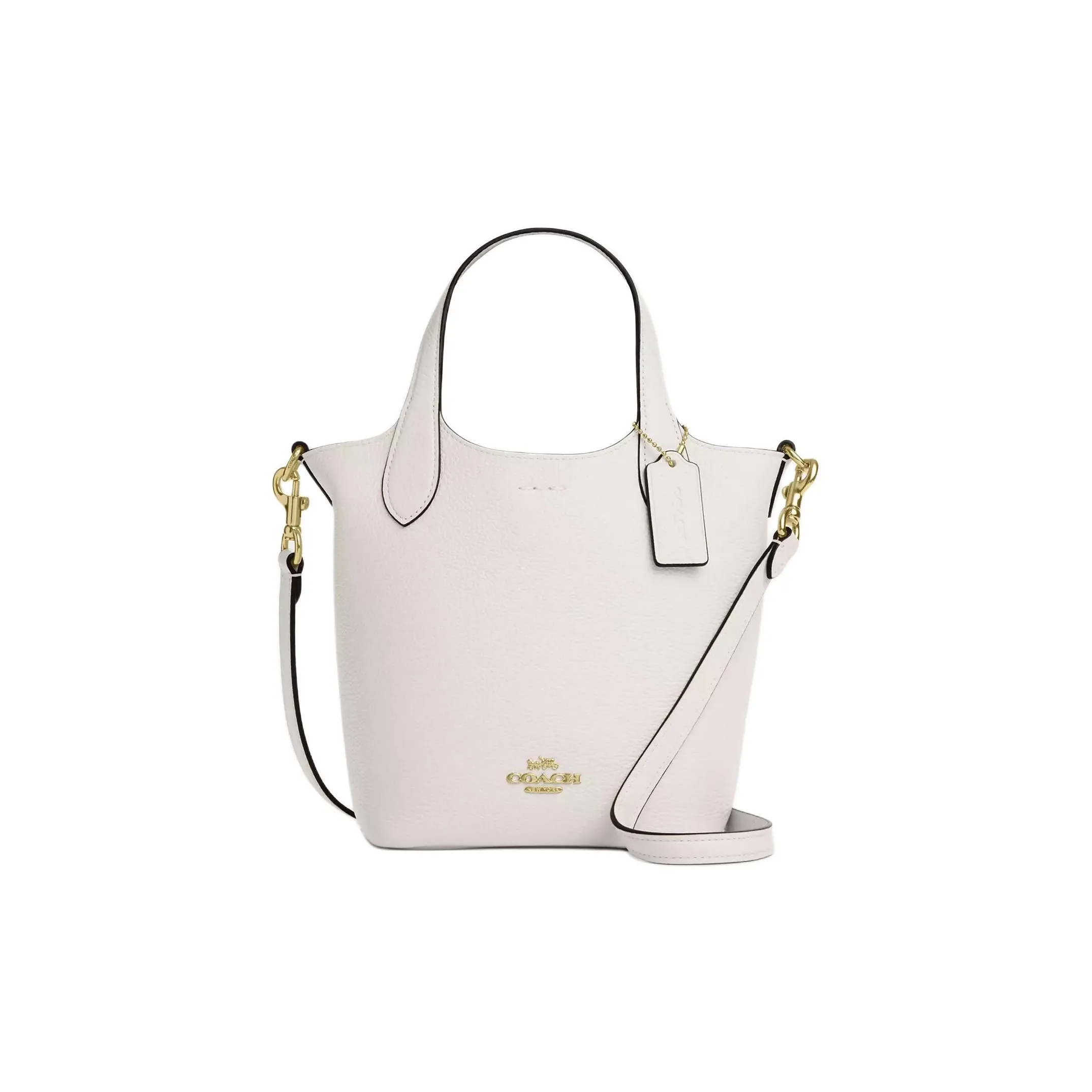 COACH Hanna Cow Leather Bucket Bags One Shoulder Handbags Small Size Women's Chalk White