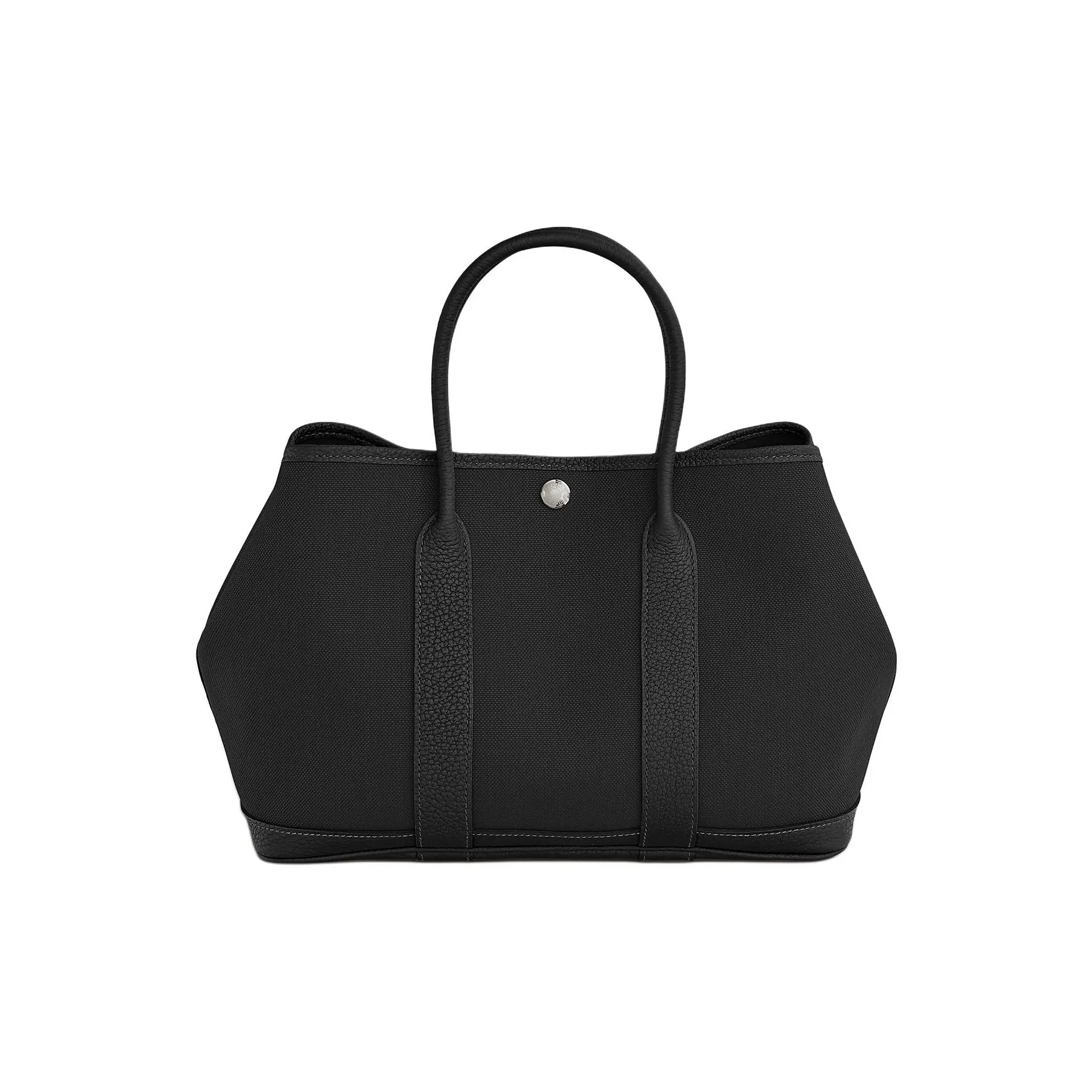 HERMES Garden Party Canvas With Leather Garden Bag, Canvas Bag, Handbag Unisex Black