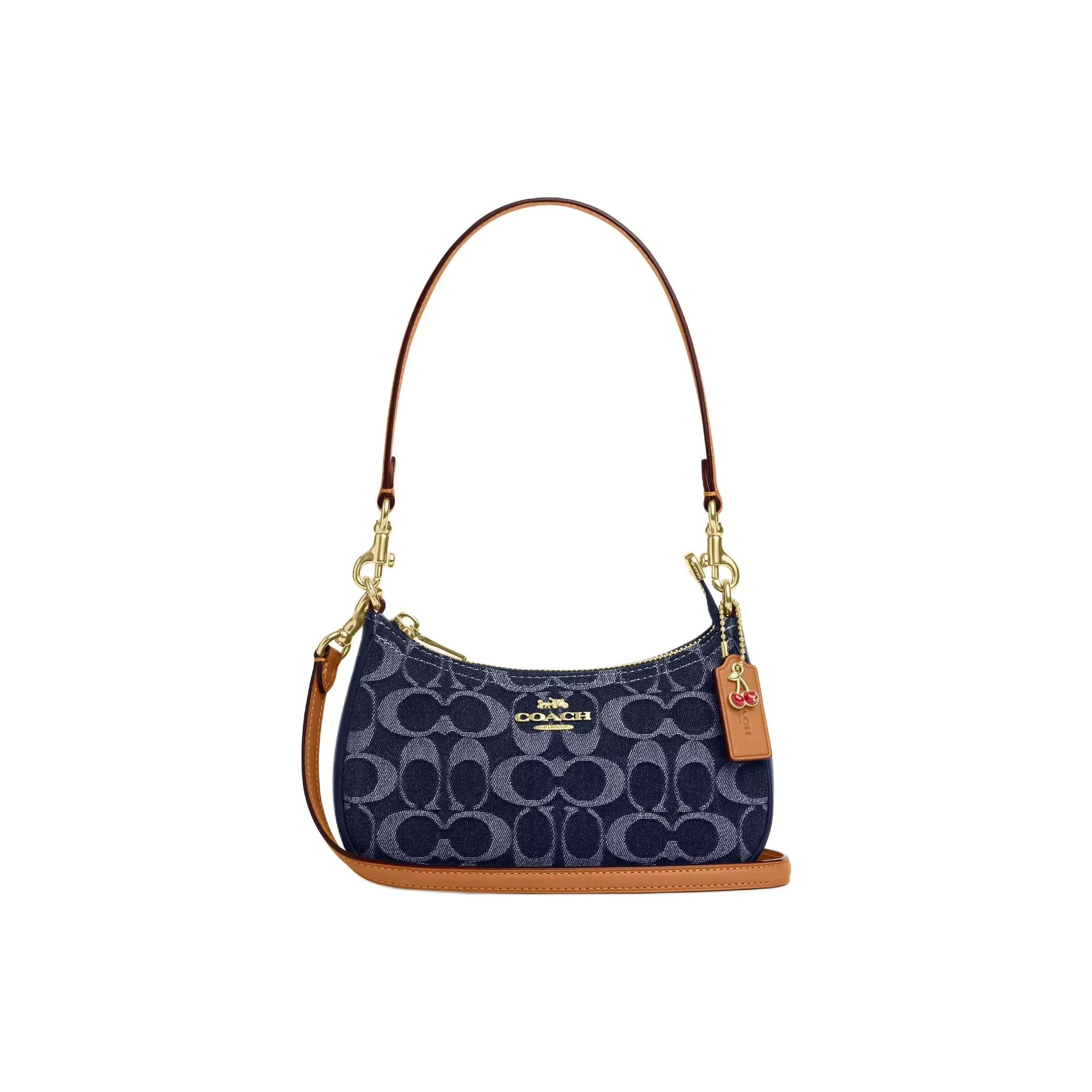 COACH Teri Fabric+Artificial Leather Shoulder Bag Mini Women's Denim Blue