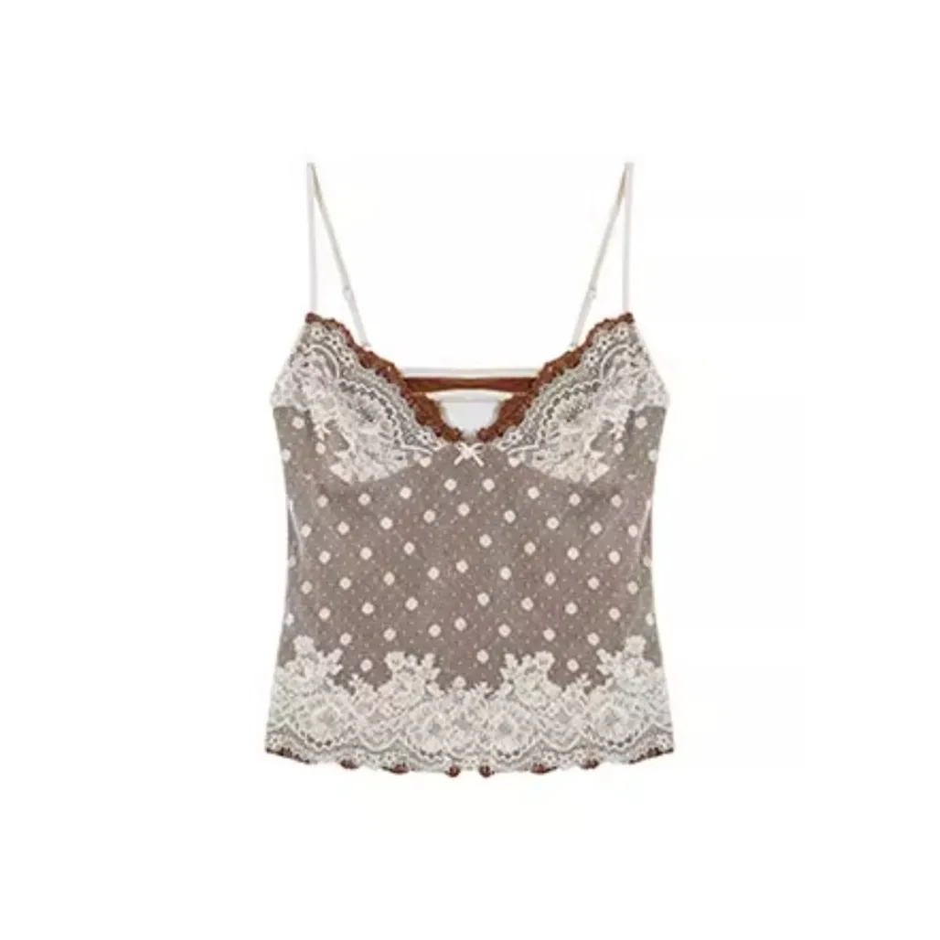HeartyBite [Кофе] 3D-эффект Кружево Камисоль Женская Камисоли
