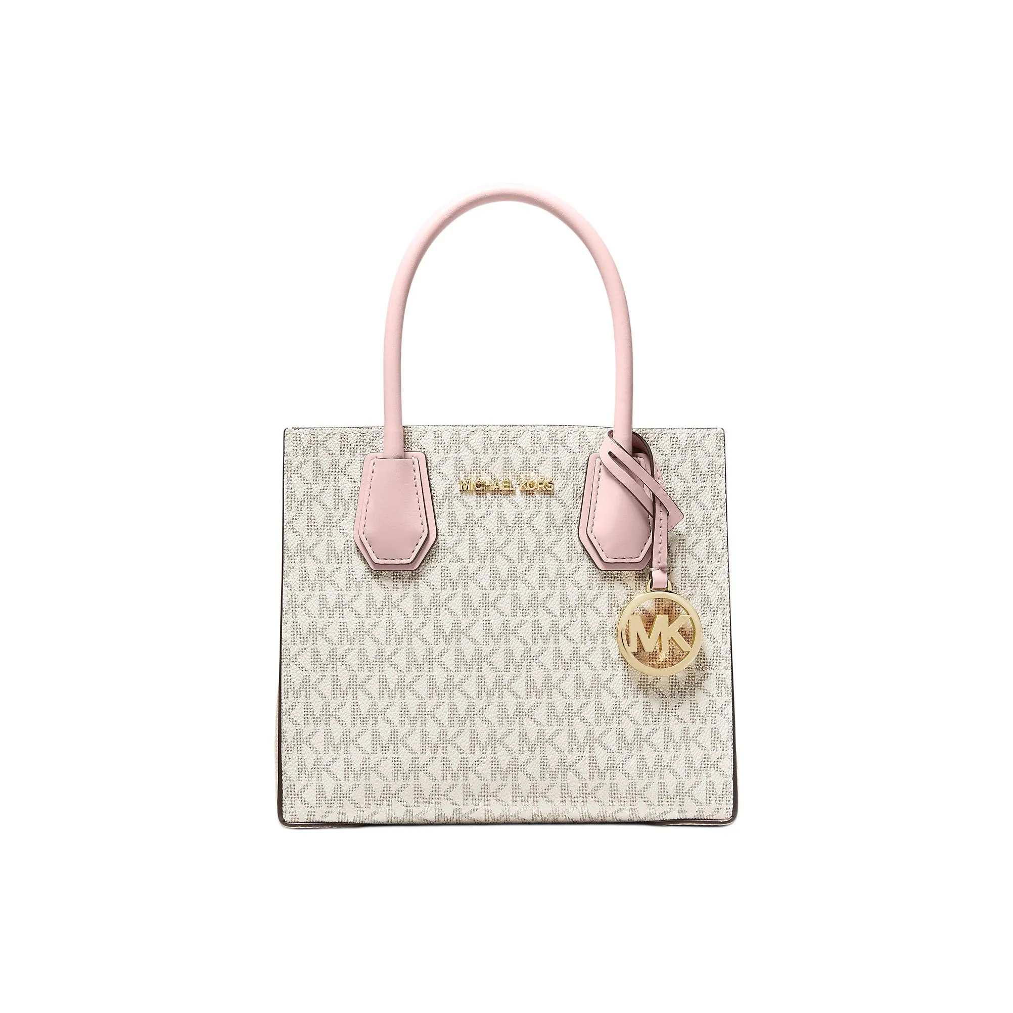 MICHAEL KORS Mercer Leather Trunk Bag, Shoulder Bag, Crossbody Bag, Handbag Medium Size Women's Cherry Blossom Pink