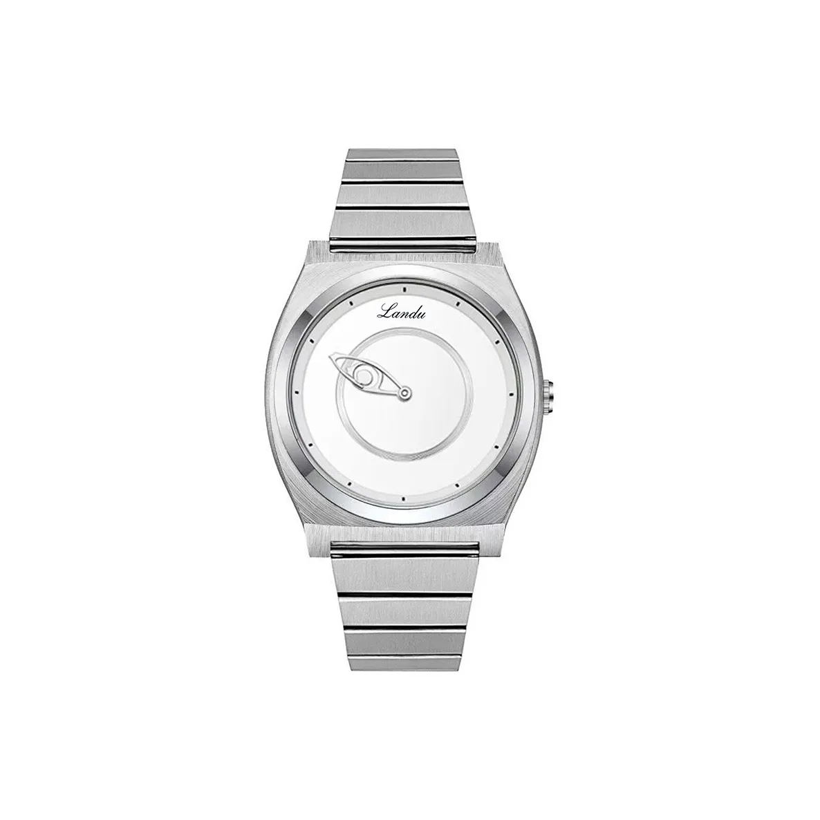 LANDU Кварцевый механизм стальной ремешок мужские часы серебристый циферблат
