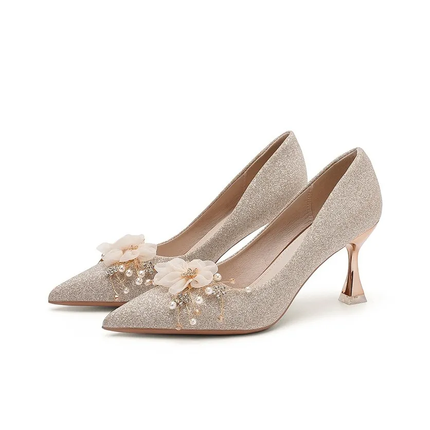 Crelinkxlat Высокие каблуки Женские Шампанское