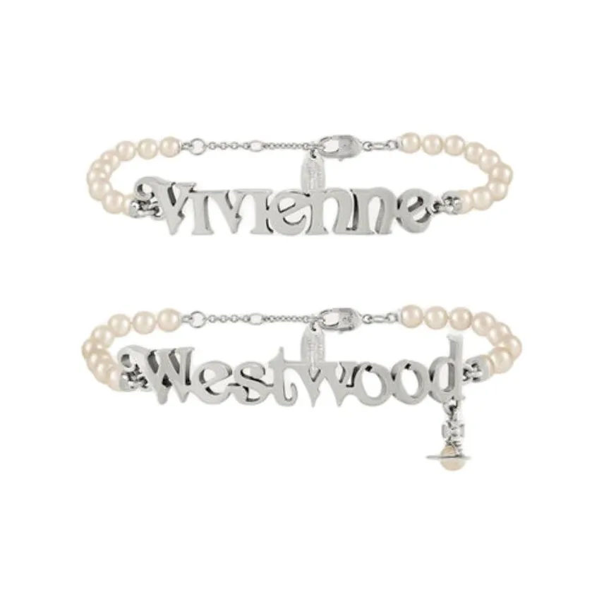 Vivienne Westwood Стекло Pearl Браслет 1 пара Women's Silver