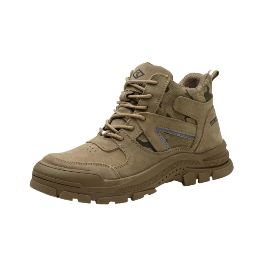 DINGGU Безопасность и Защитная Обувь Высокий Верх Коричневый [Все Сезон] [Прочный, Устойчивый к Трениям и Перфорации] Мужская