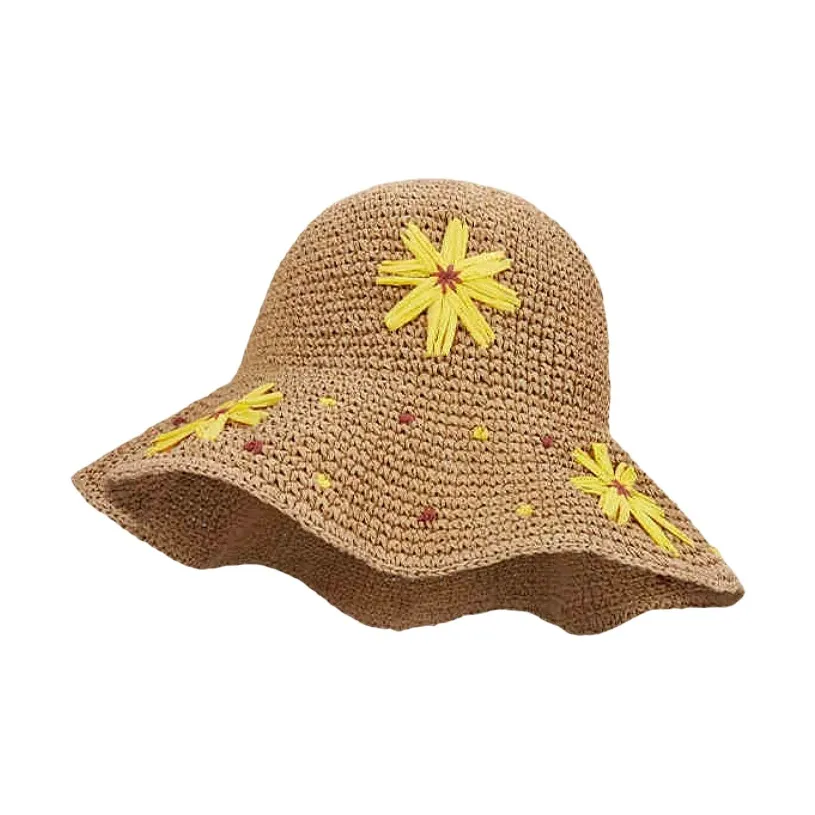 Ai Jiawei Соломенная плетеная шляпа-ведро Женская