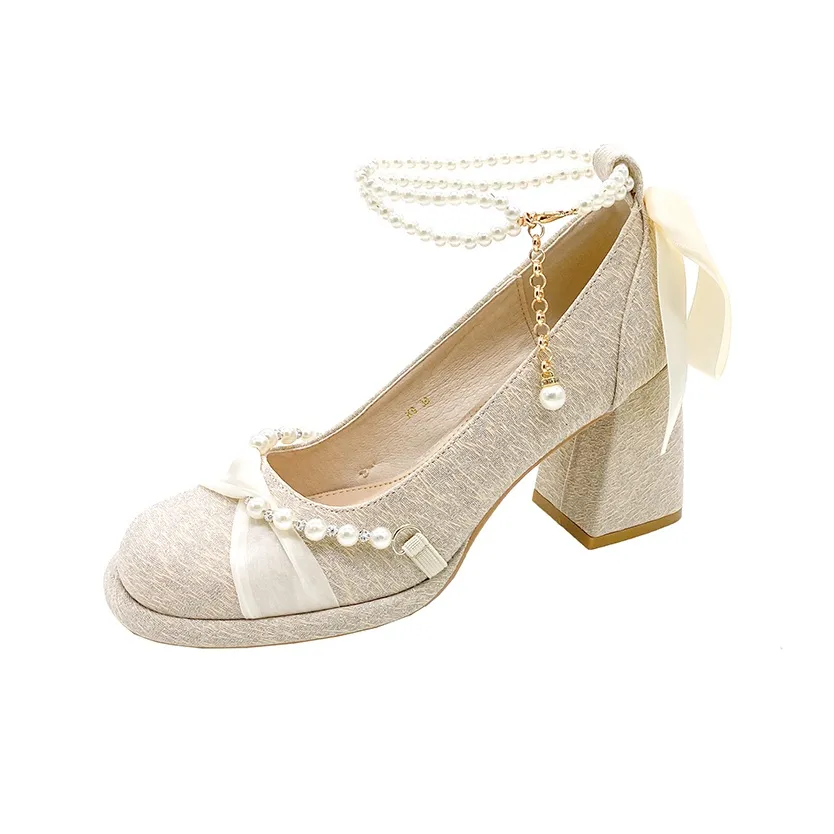 Crelinkxlat Грубый каблук Высокие каблуки Женские Абрикос