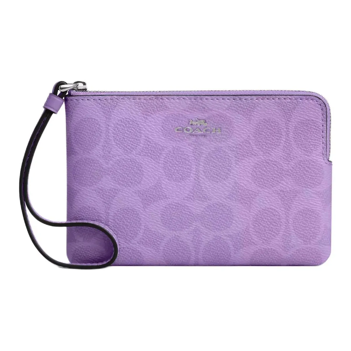 COACH Corner Zip Покрытый холст Клатч Маленький Женский Фиолетовый